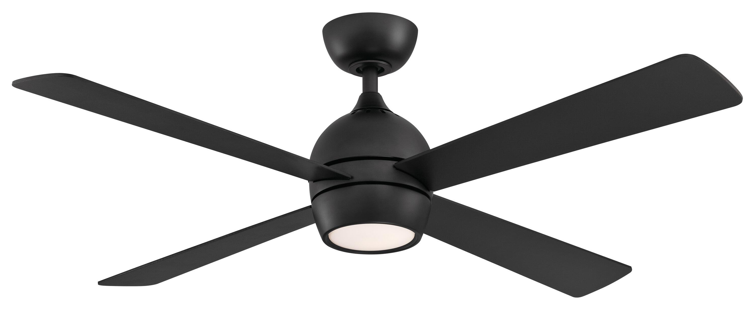 Indi Ceiling Fan + Light - Matte Black / 52"