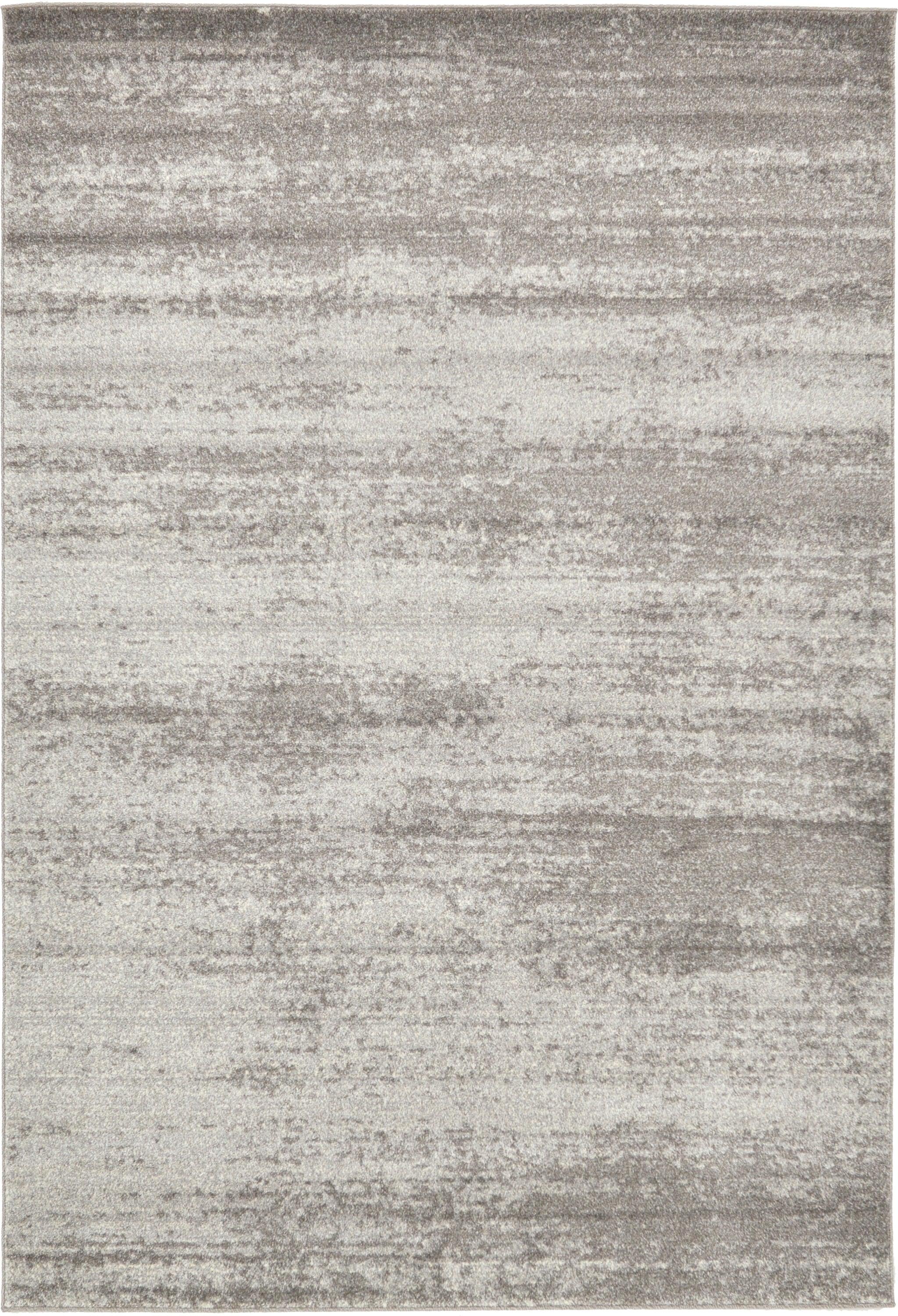 Gray Tufted Washable Reversible 6' x 9' Synthetic Rug