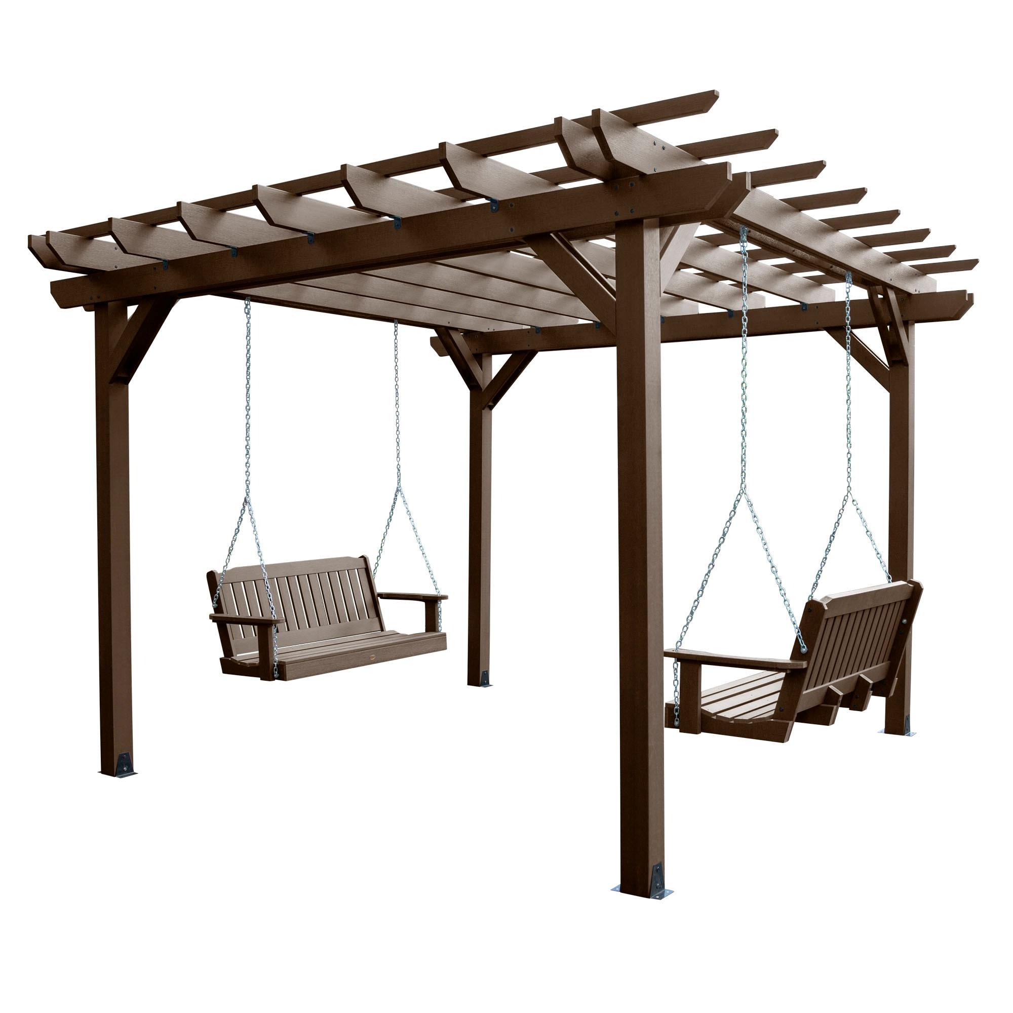 Highwood 12ft x 12ft Bodhi Lawn and Patio Pergola with Two Highwood 4ft Lehigh Swing