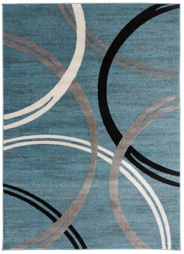 World Rug Gallery Contemporary Abstract Circles Design Blue 3'3" x 5' Area Rug