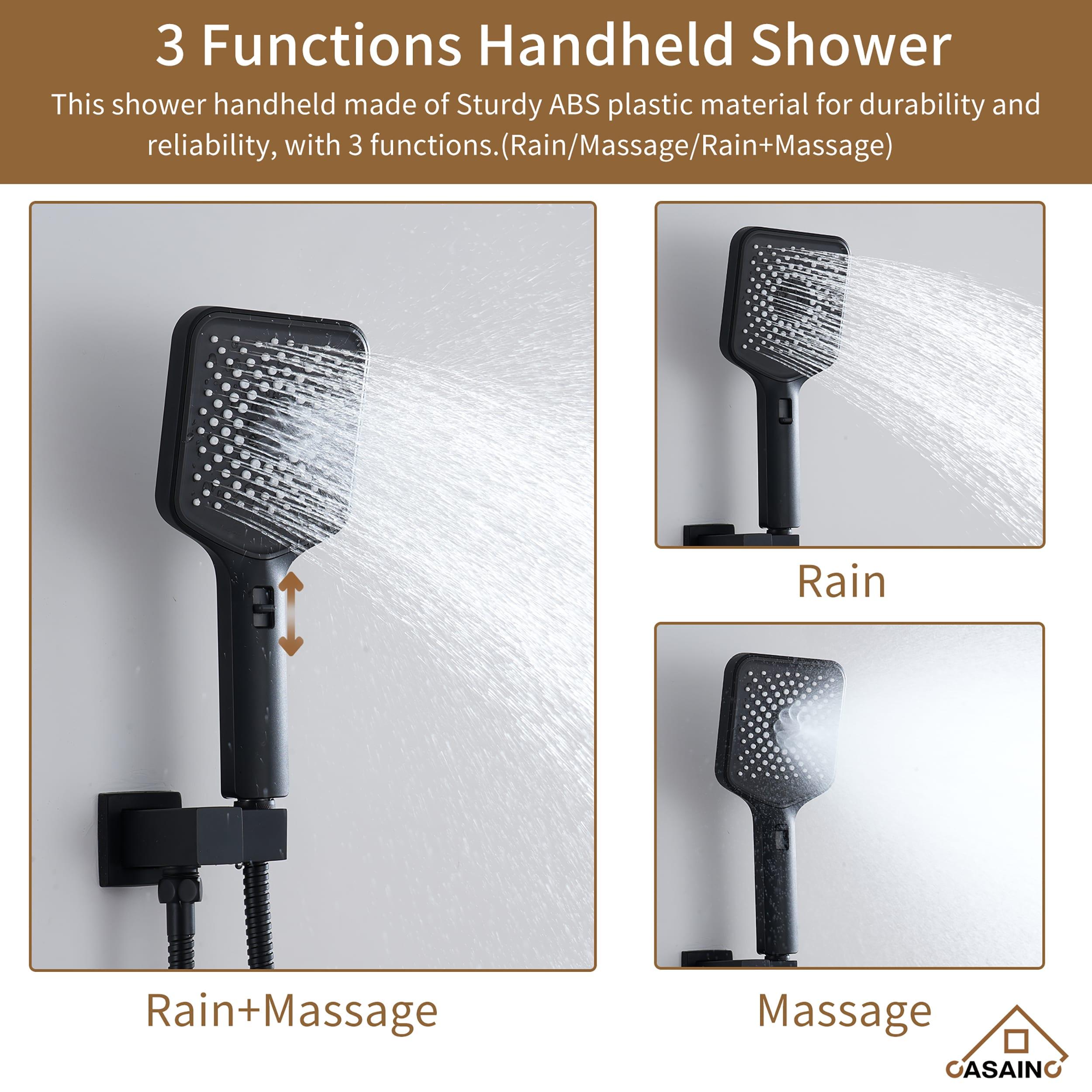 3 Functions 12 Inch Ceiling Mounted Thermostatic Shower System with 6 Body Jets