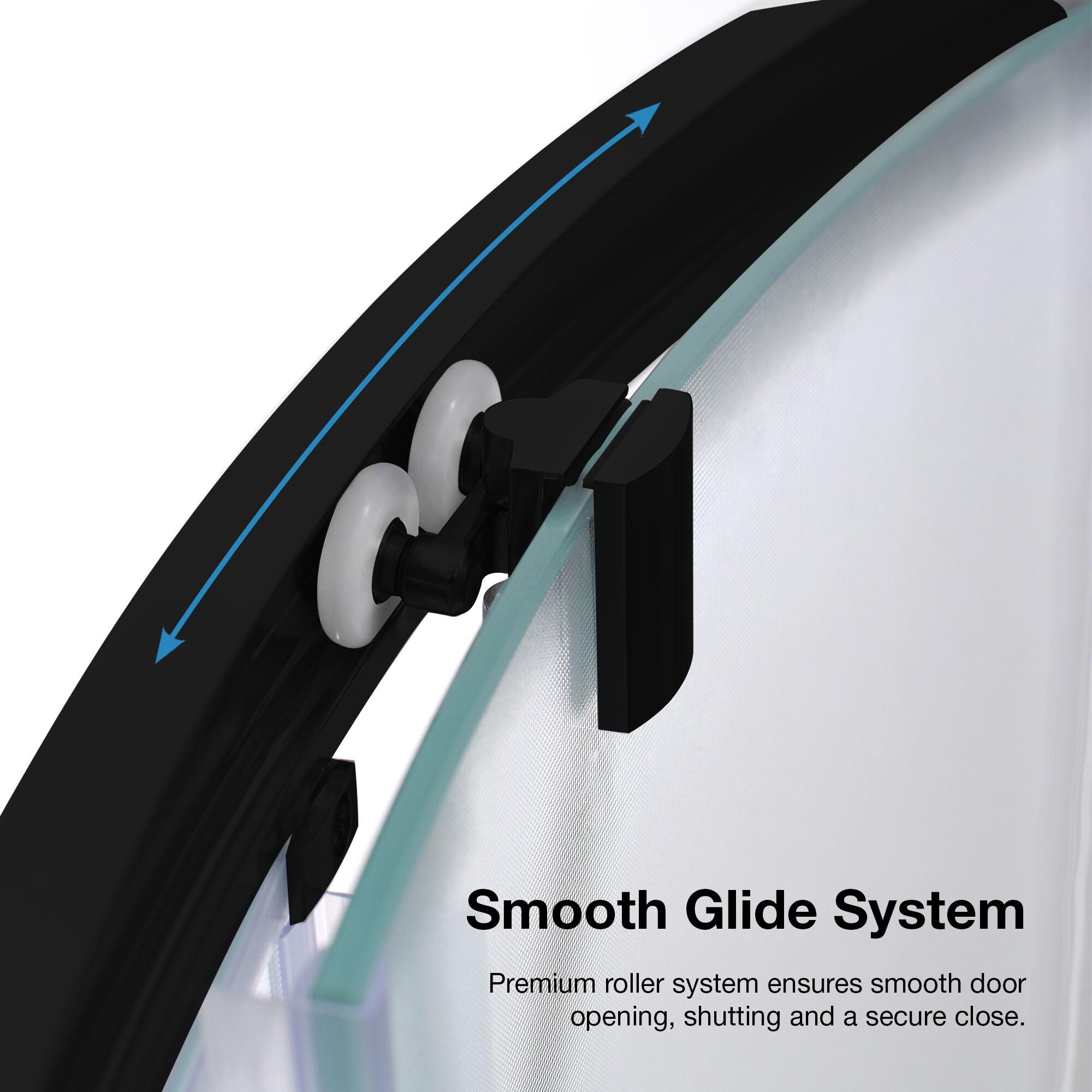 Ove Decors OVE Decors Breeze 35 in. Round Shower Kit w/ Frosted, Base, Wall 15SKA-BREF34-BLKAC