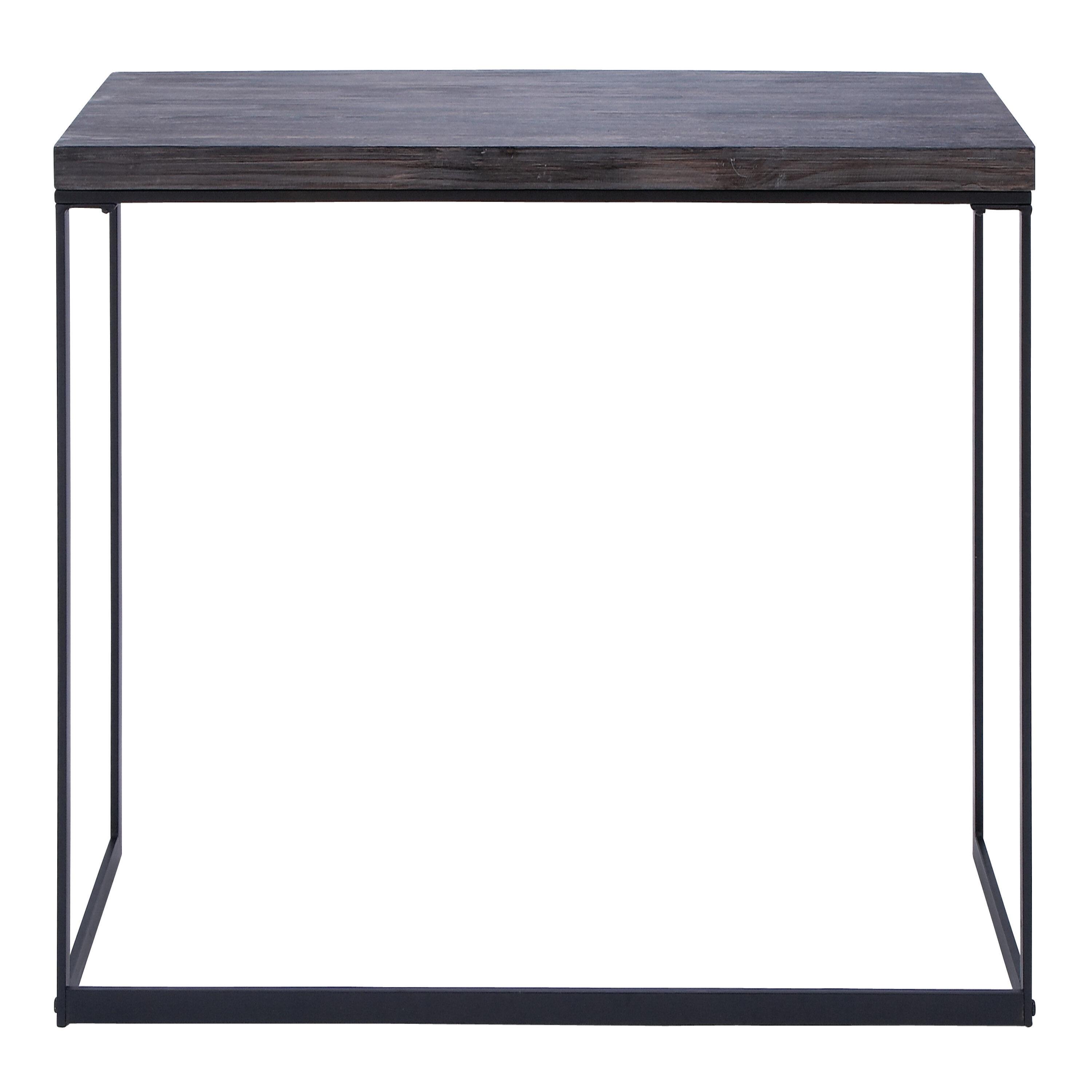 Union Rustic Corneau Wood Minimalistic Dark Brown Console Table with Black Metal Legs