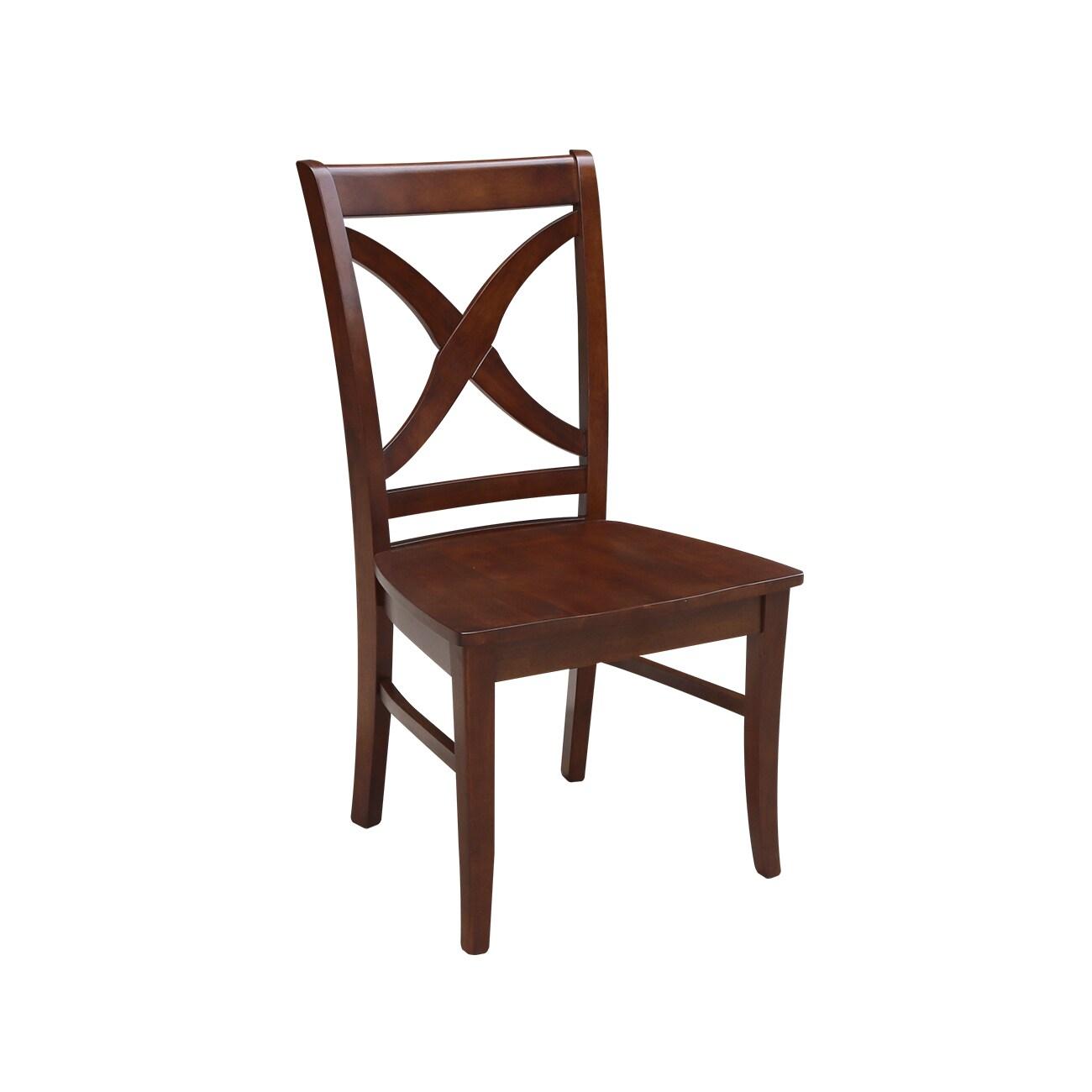 Set of 2 Vineyard Curved X-Back Chairs Espresso - International Concepts: Hardwood Frame, 250lb Capacity