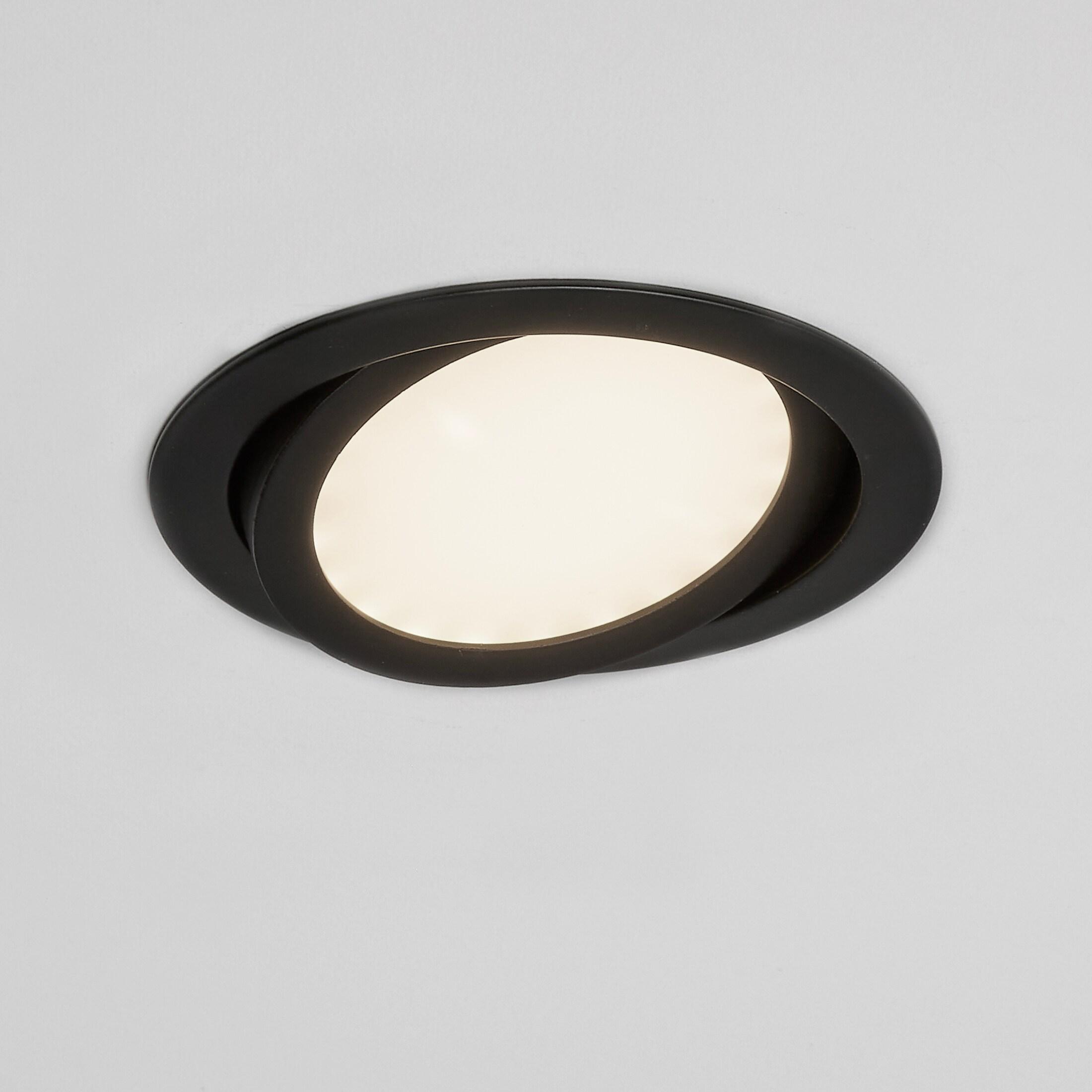 Maxxima 4 in. 5 CCT Ultra-Thin Recessed LED Gimbal Downlight 700 Lumens, Color Selectable 2700K-5000K (2700K/3000K/3500K/4000K/5000K), Dimmable, Canless, Slim IC Rated, Black Trim, J-Box Included