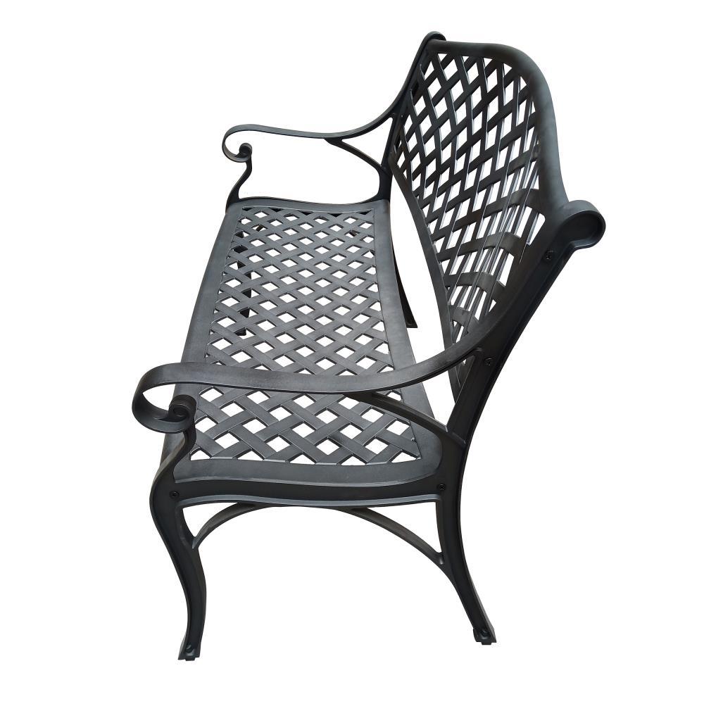 Modern Aluminum Patio Bench - Black - Oakland Living: Weather-Resistant, UV-Protected, Mold-Resistant