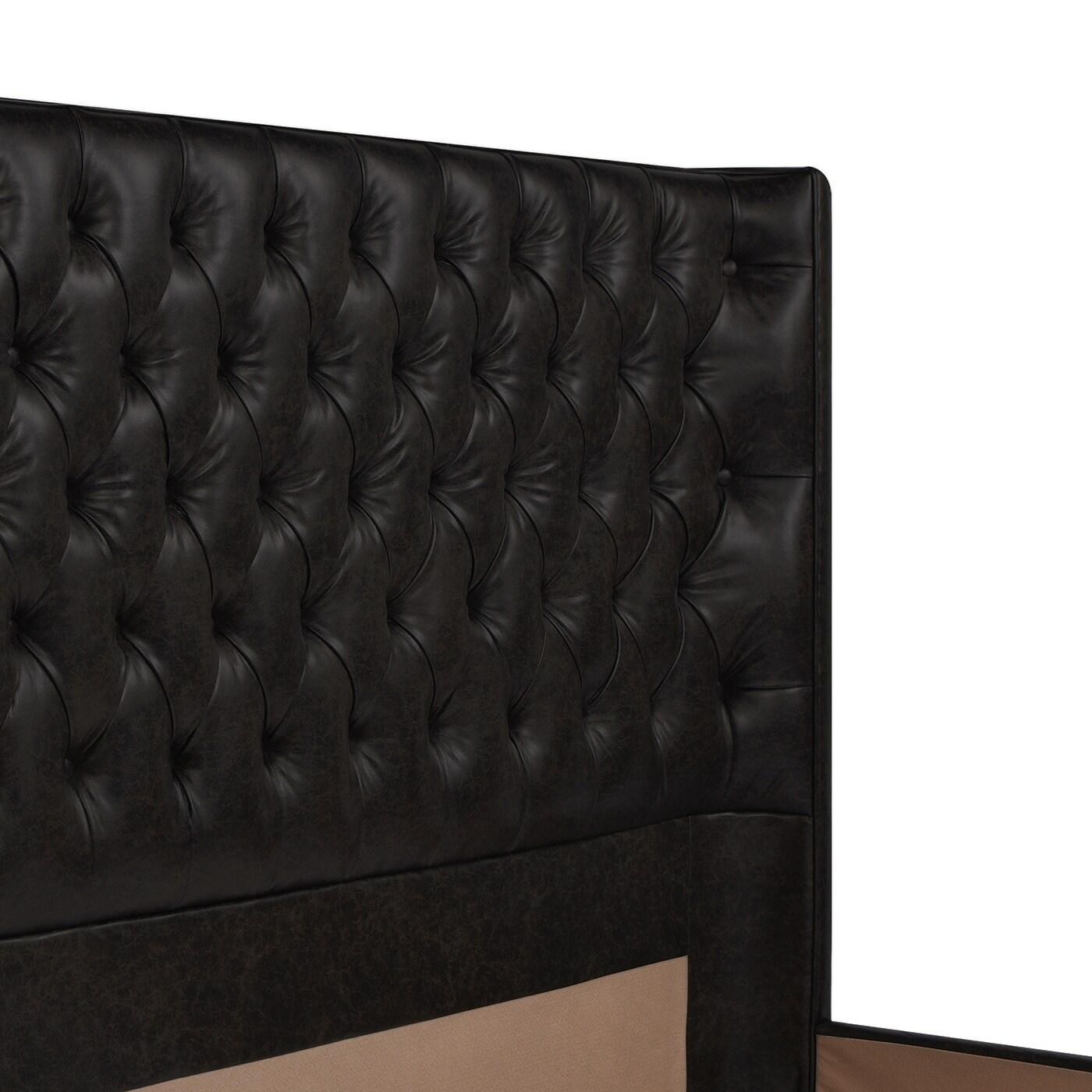 Brooklyn King-Size Luxe Wood Frame Upholstered Bed with Tufted Nailhead Trim