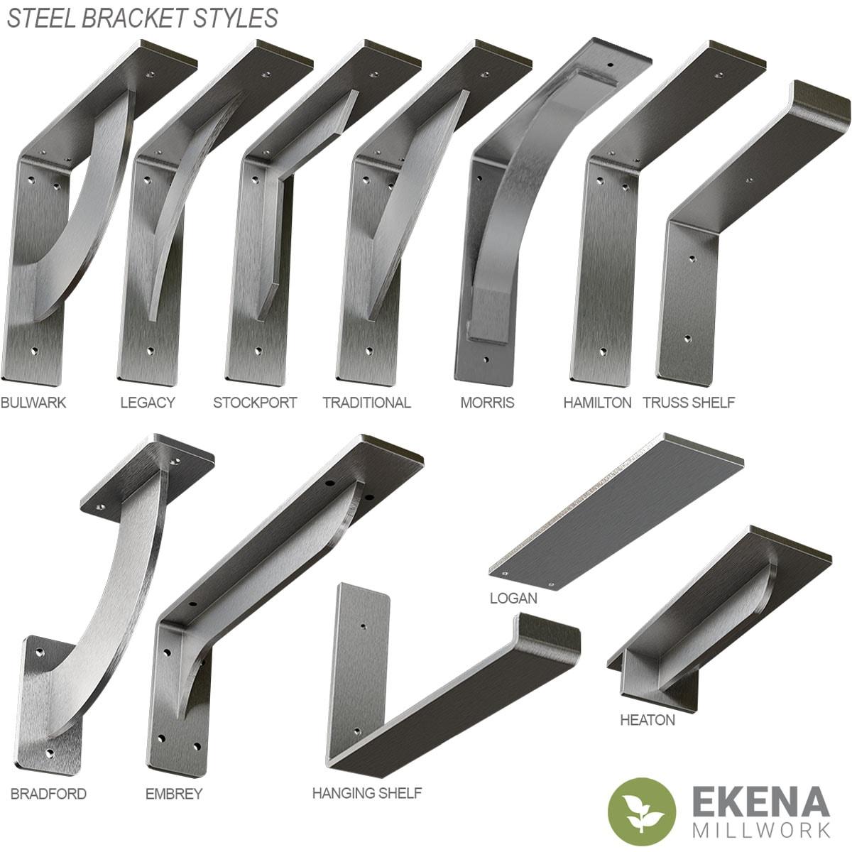 Ekena Millwork 2"W x 14"D x 14"H Traditional Steel Bracket, Unfinished