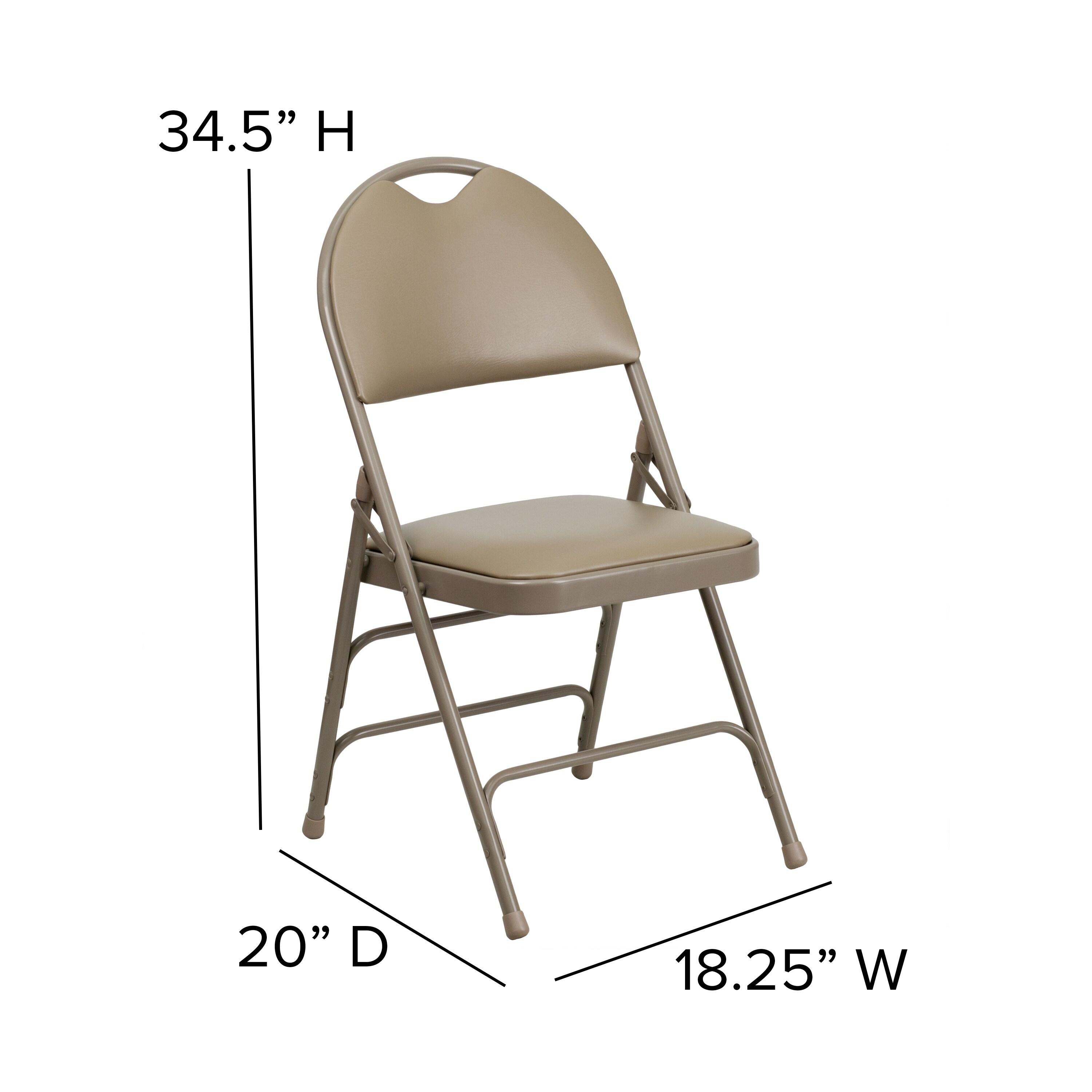 Executive Beige Vinyl High-Back Armless Chair with Metal Frame
