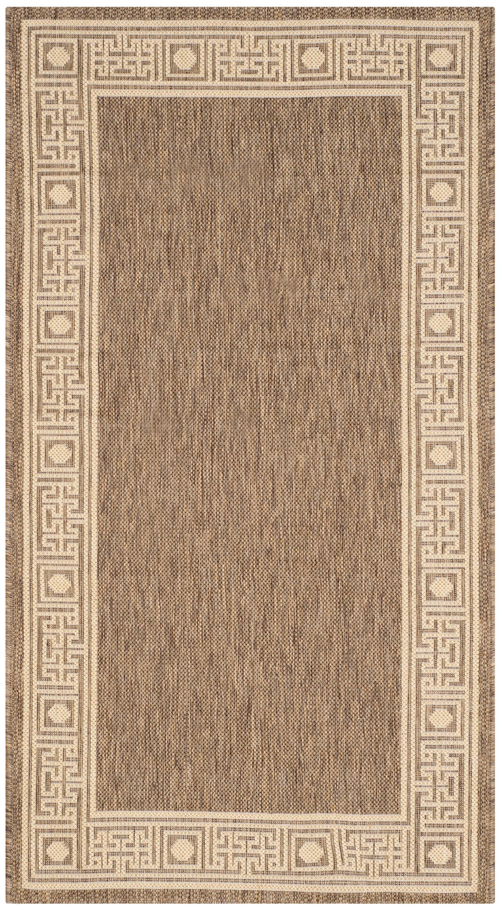 SAFAVIEH Courtyard Chase Oriental Indoor/Outdoor Area Rug, Dark Beige/Beige, 2'7" x 5'