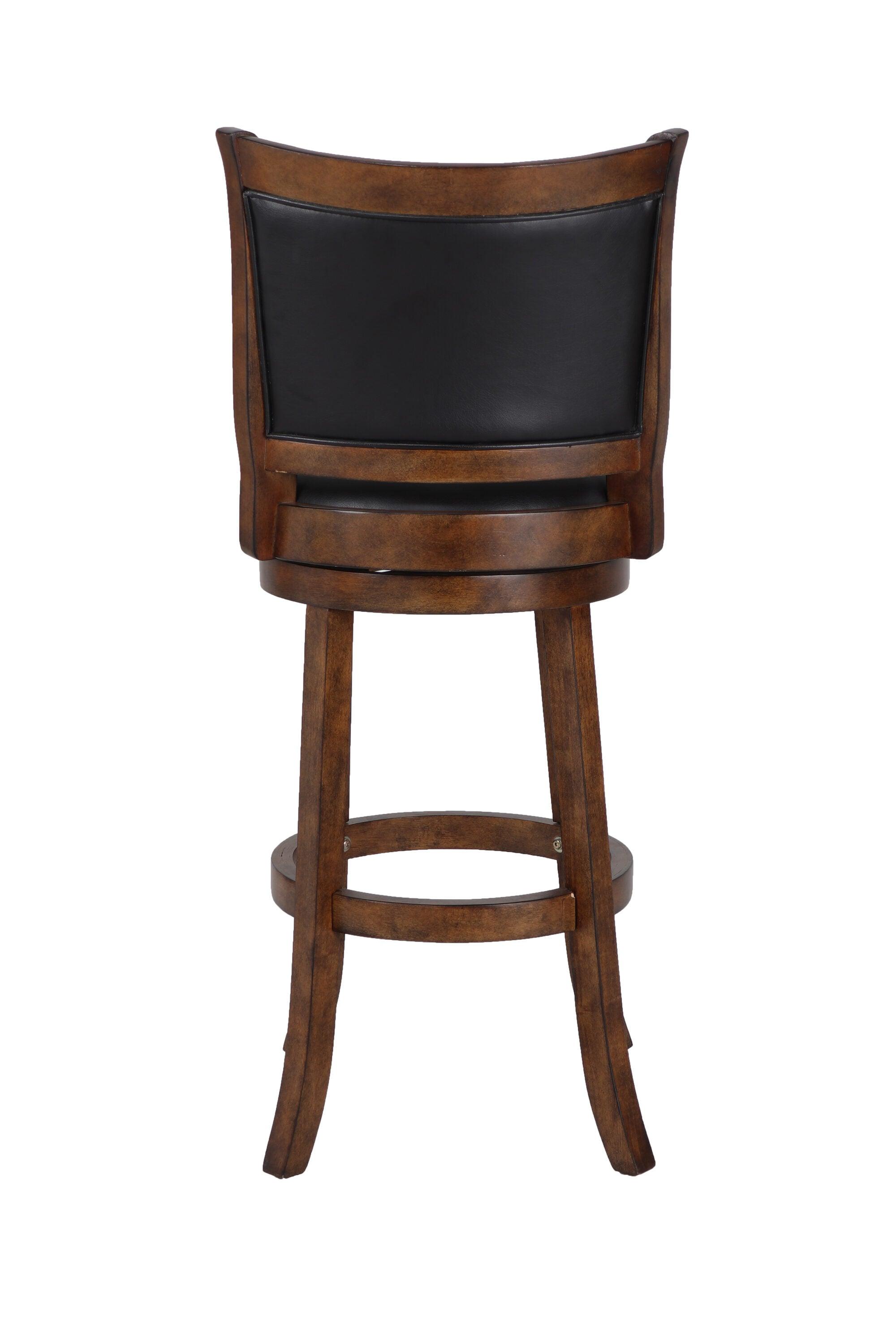 New Classic Furniture, Bristol Wood Swivel Bar Stool with PU Seat in Dark Brown, Brown