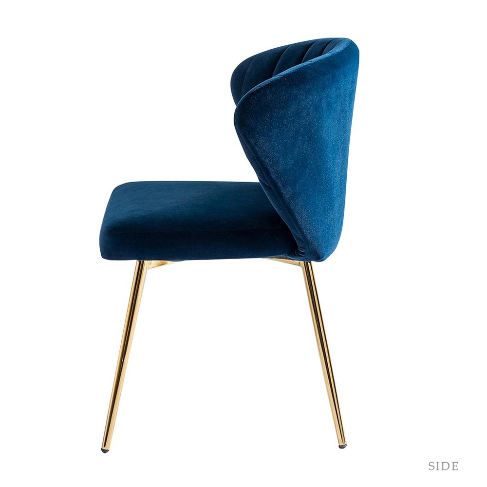 Home Velvet Dining Chairs Set of 2 Upholstered Wingback Accent Side Chairs Metal Legs Living Room Kitchen Navy