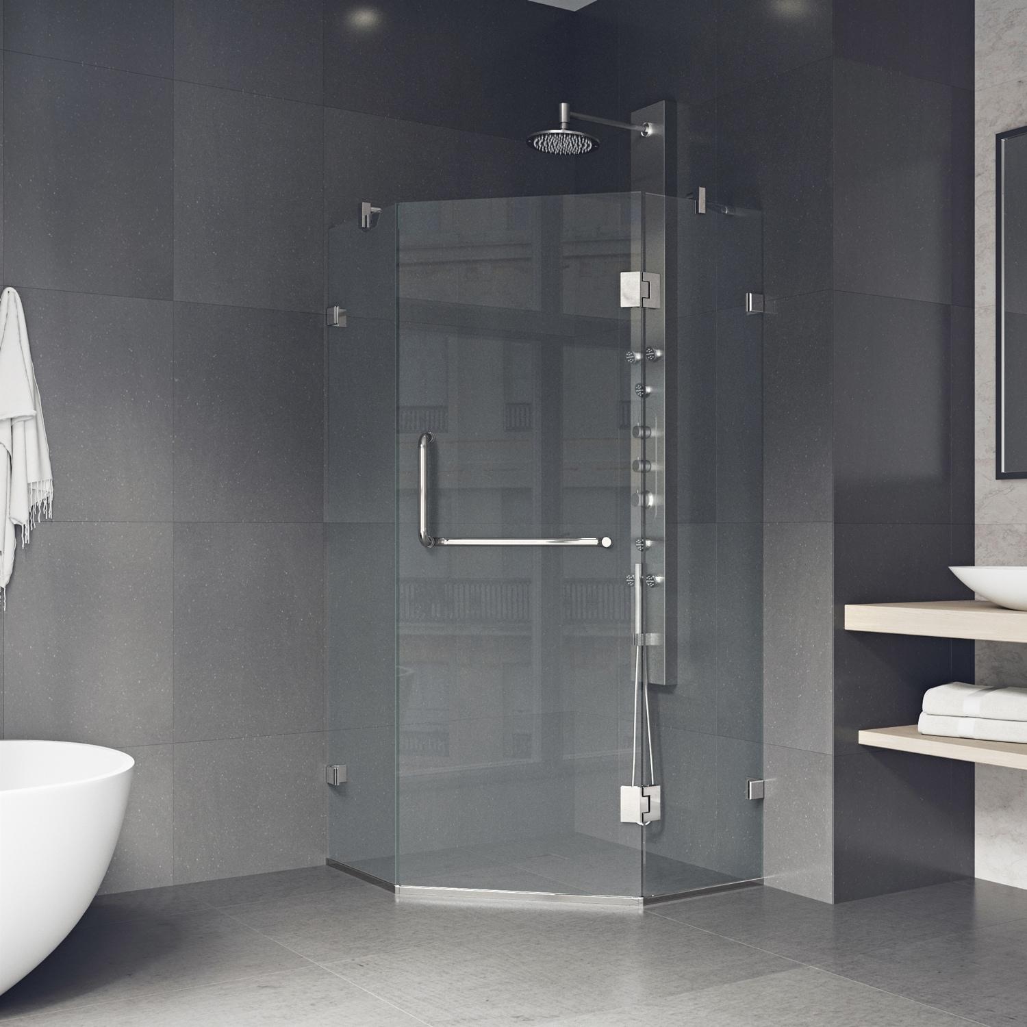 Piedmont 36" W x 36" D x 73" H Hinged Frameless Shower Enclosure with 3/8Clear Glass