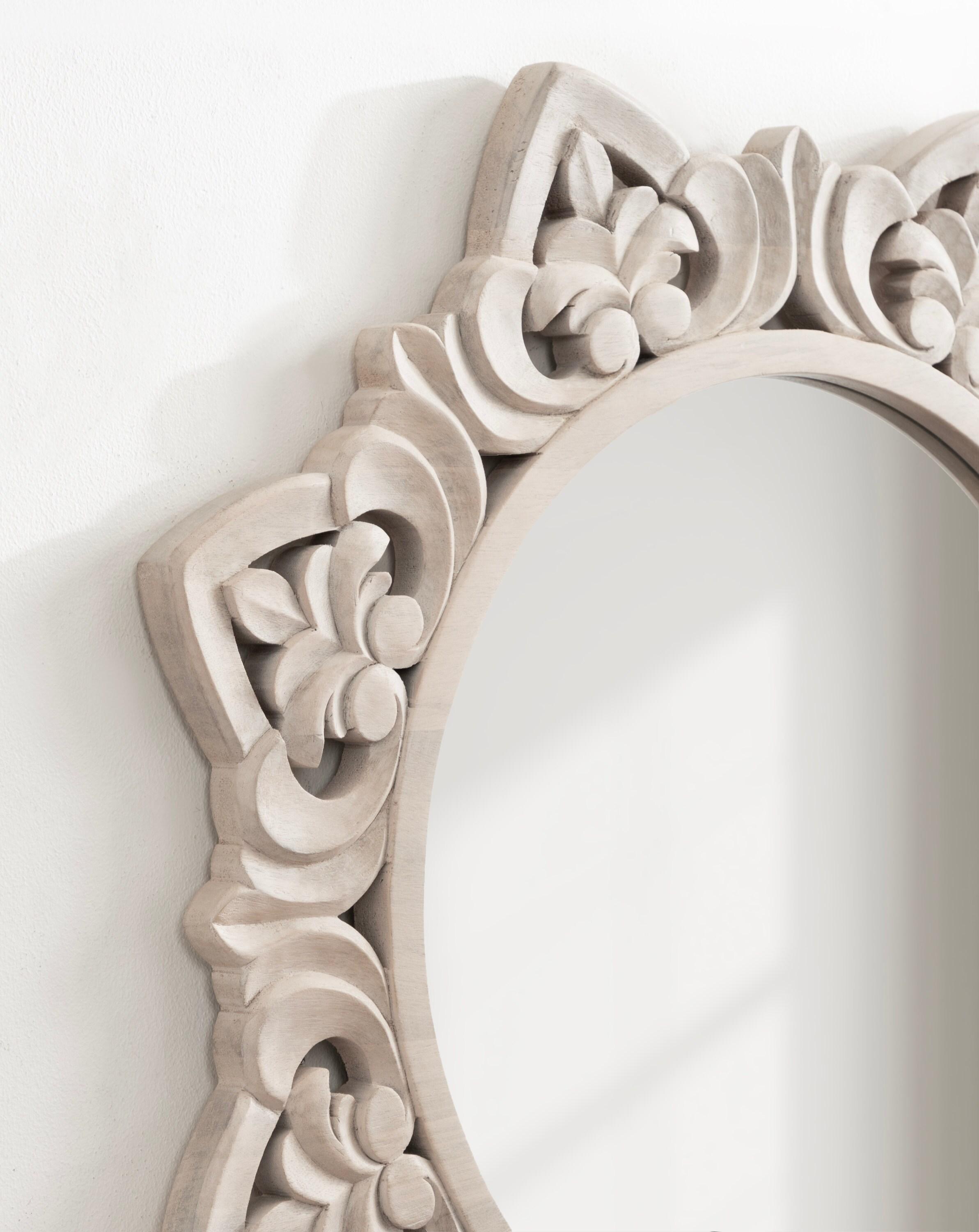 Kate & Laurel All Things Decor 28"x28" Meera Carved Wood Mirror Brown: Artisan Starburst, No Assembly