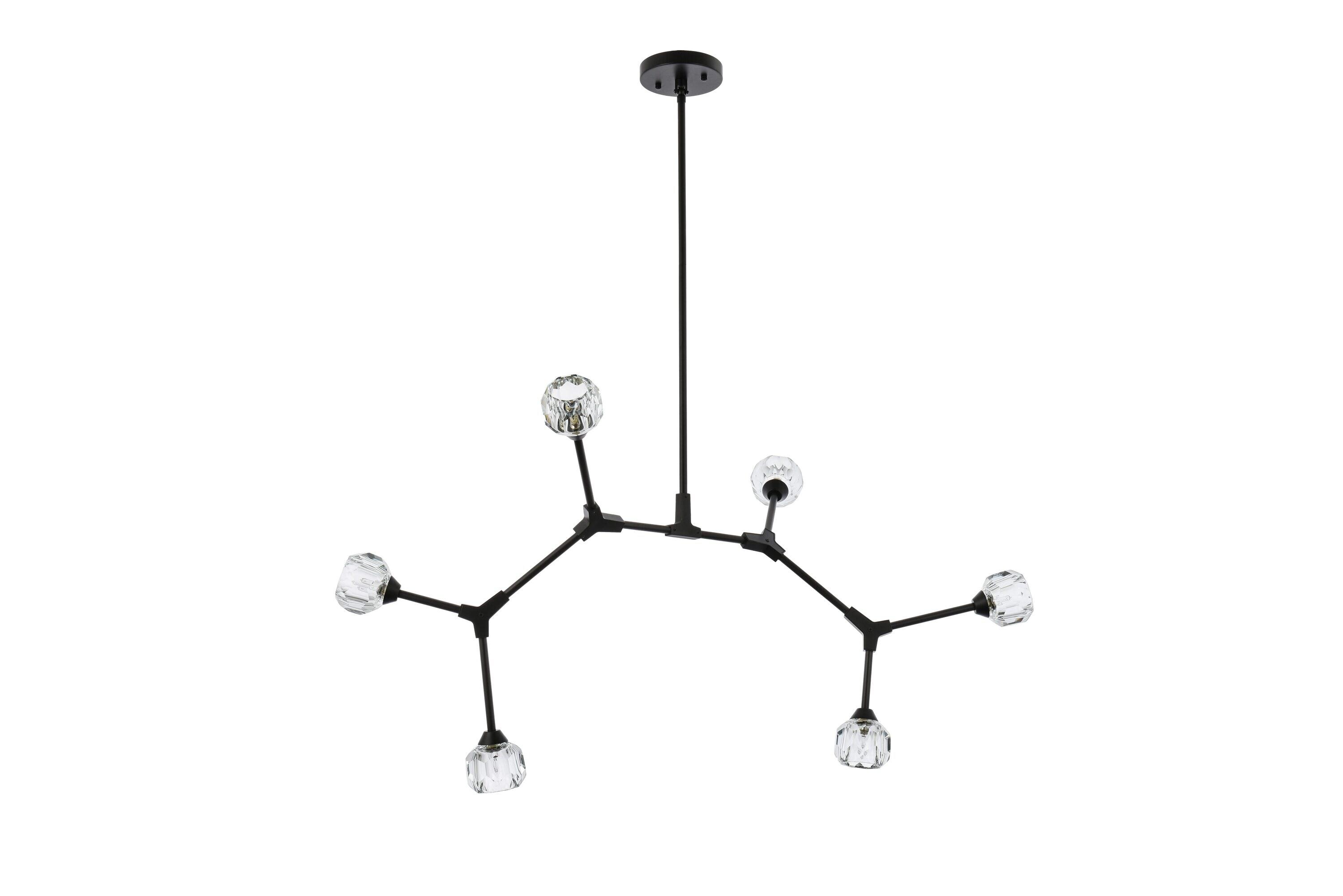 Elegant Lighting Zayne 6 Light Pendant in Black