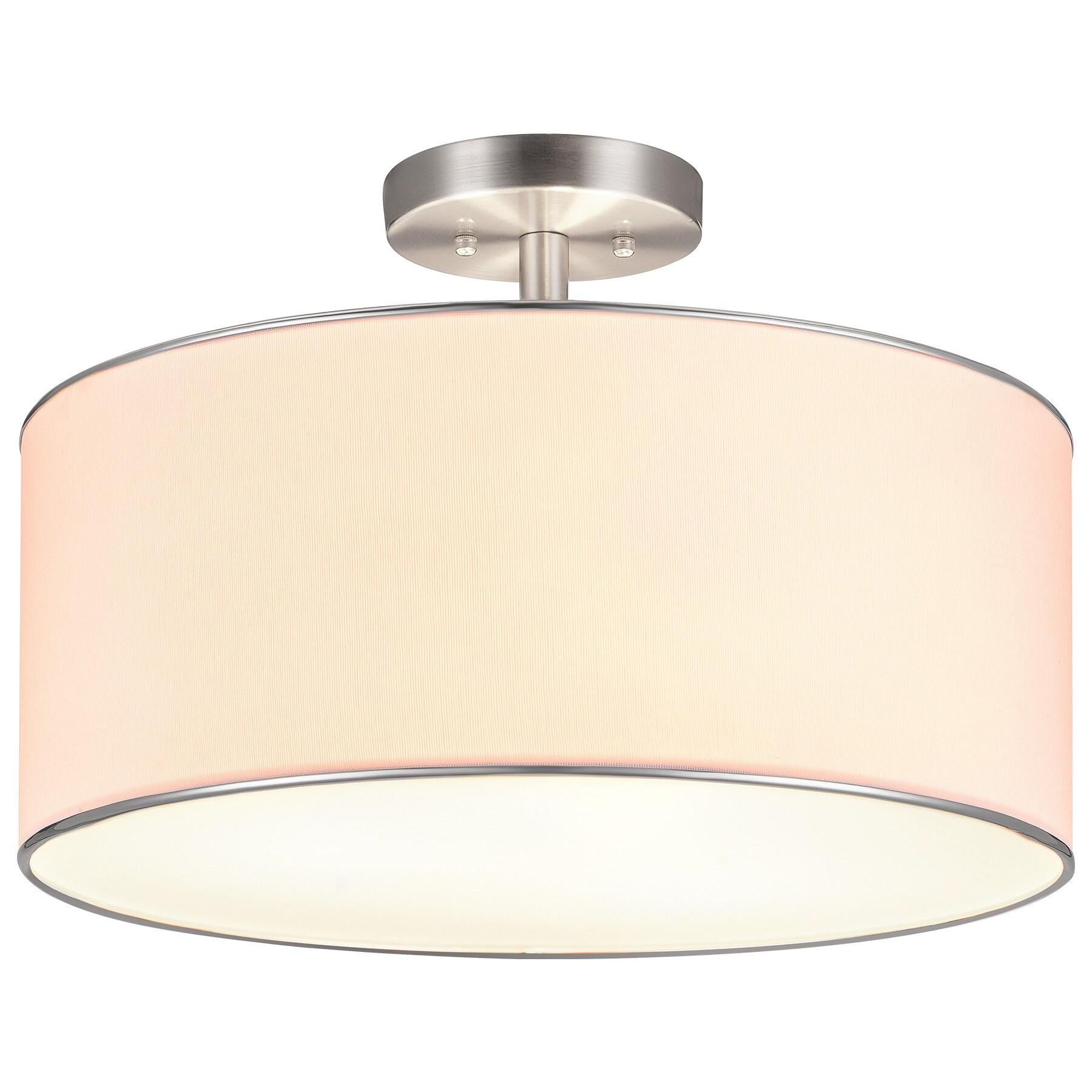 Progress Lighting Inspire Collection 3-Light Semi-Flush Mount, Brushed Nickel, Summer Linen Shade