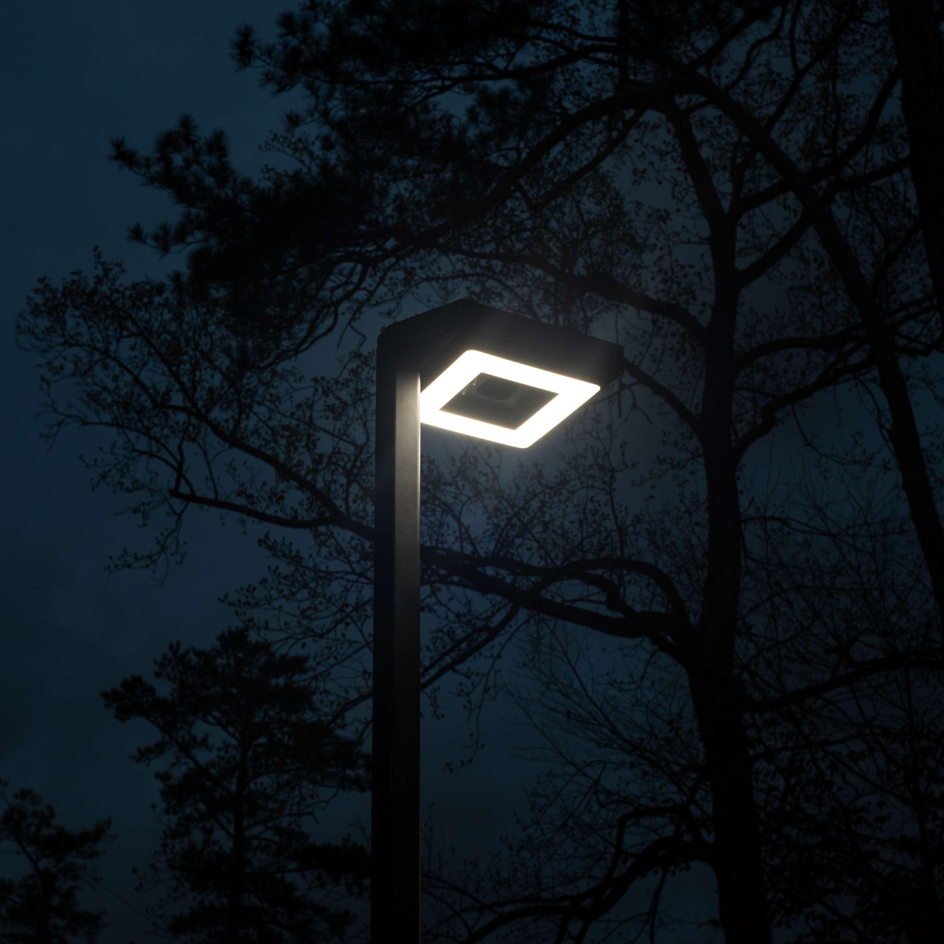 Contemporary 99 in. 1-Light Square Black Modern Aluminum Waterproof Solar Lamp Post Light with 3-Colors Integrated LED