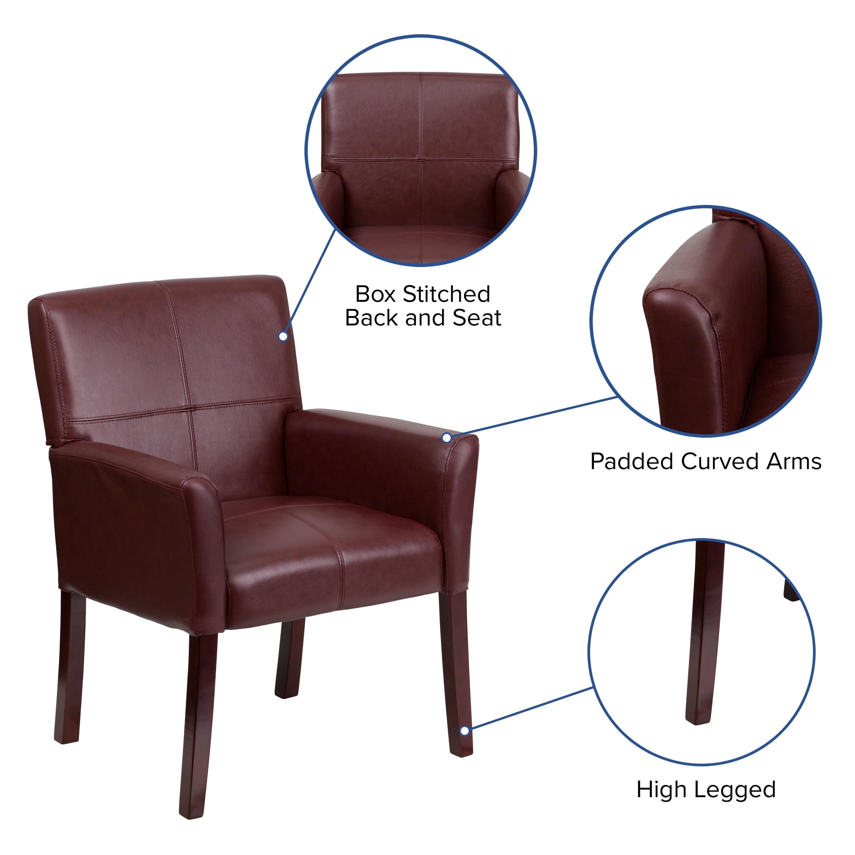 Paulson LeatherSoft Executive Side Reception Chair with Mahogany Legs