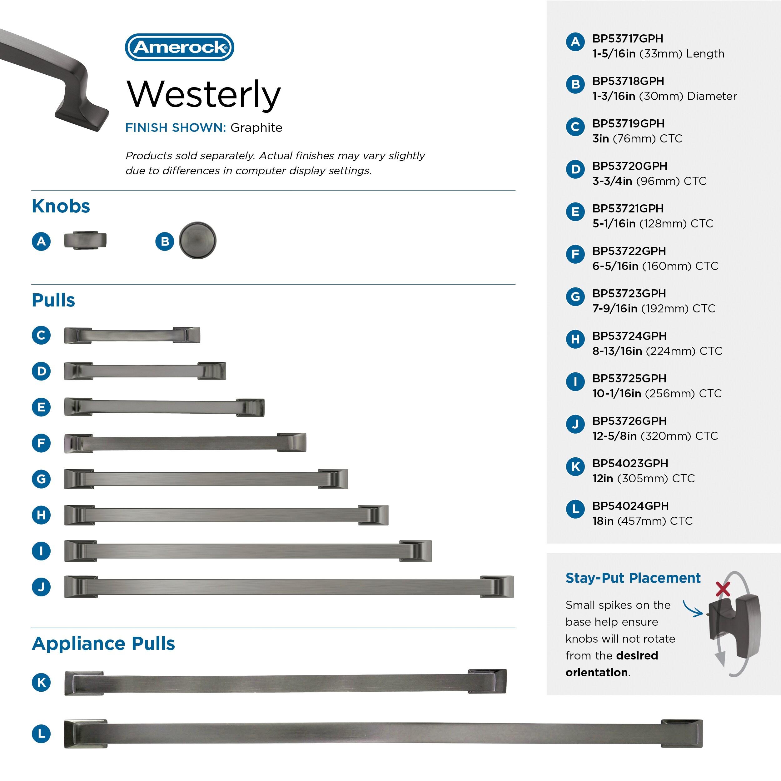 Amerock Westerly 6-5/16 inch (160mm) Center-to-Center Graphite Cabinet Pull