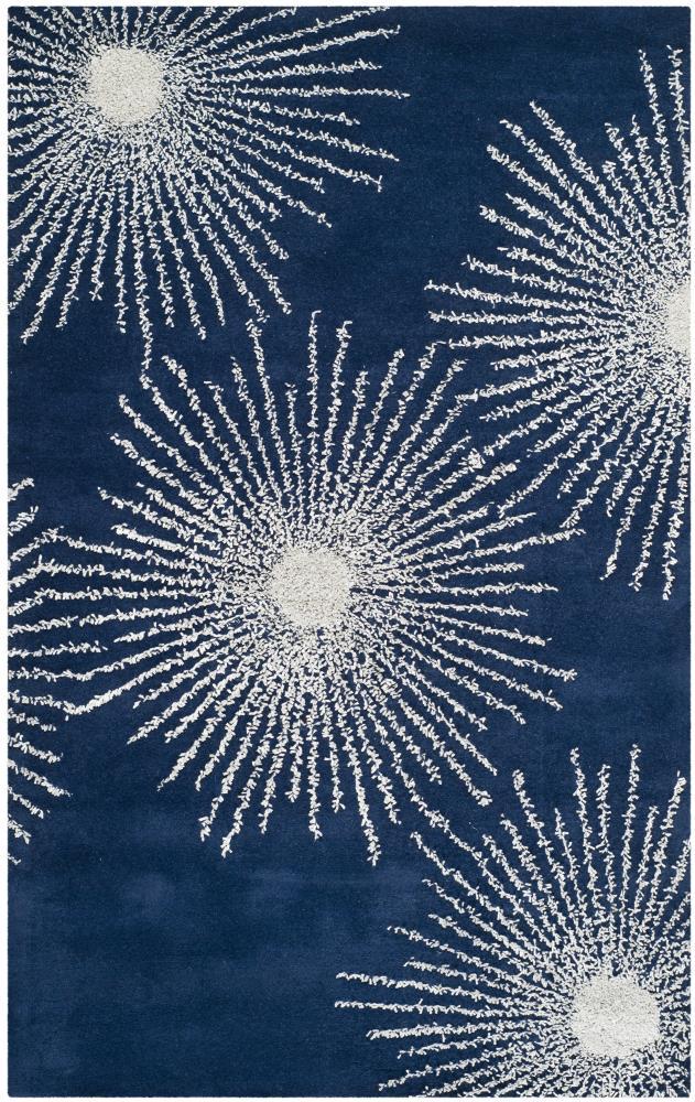 Soho SOH712 Hand Tufted Area Rug - Dark Blue/Ivory - 5'x8' - Safavieh.