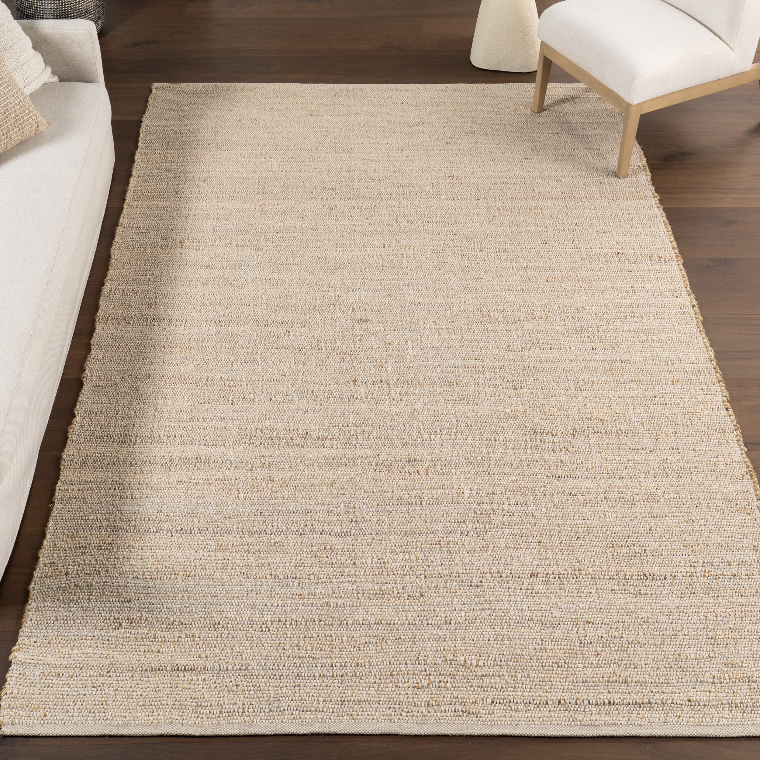 Nuloom 5x8 Elfriede Jute & Cotton Hand Woven Indoor Area Rug, Natural, Solid Rustic Farmhouse Style Natural Fiber Bedroom, Living Room,