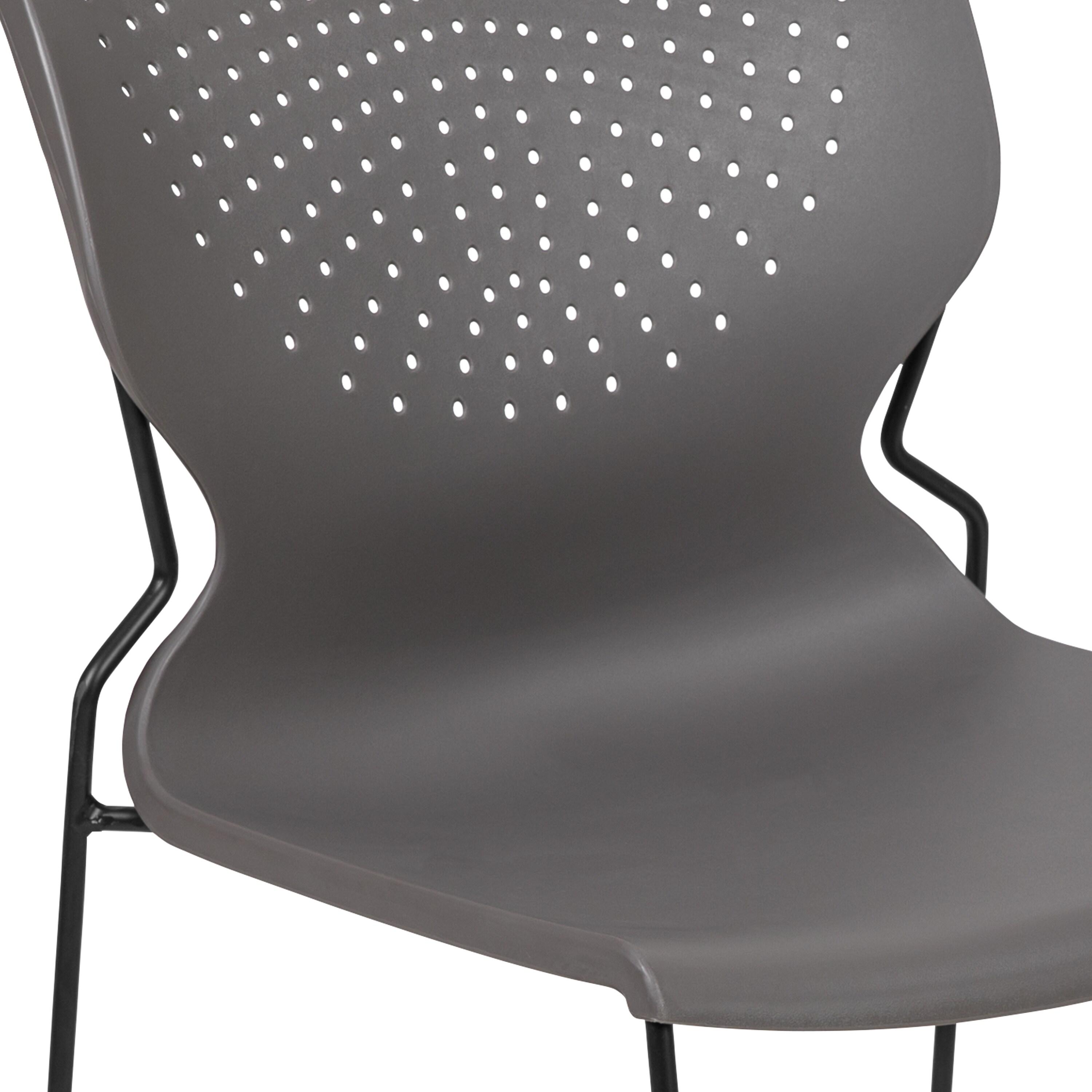 Flash Furniture HERCULES Series 5 Pack 661 lb. Capacity Gray Full Back Stack Chair with Black Powder Coated Frame