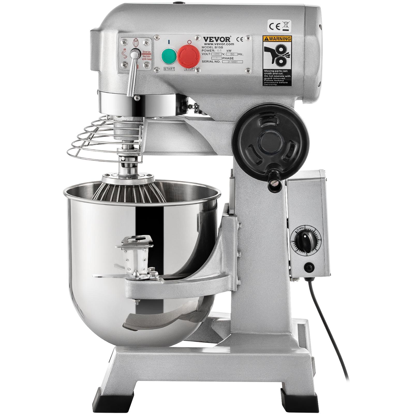 VEVOR 15-Quart Silver Stainless Steel Commercial Stand Mixer