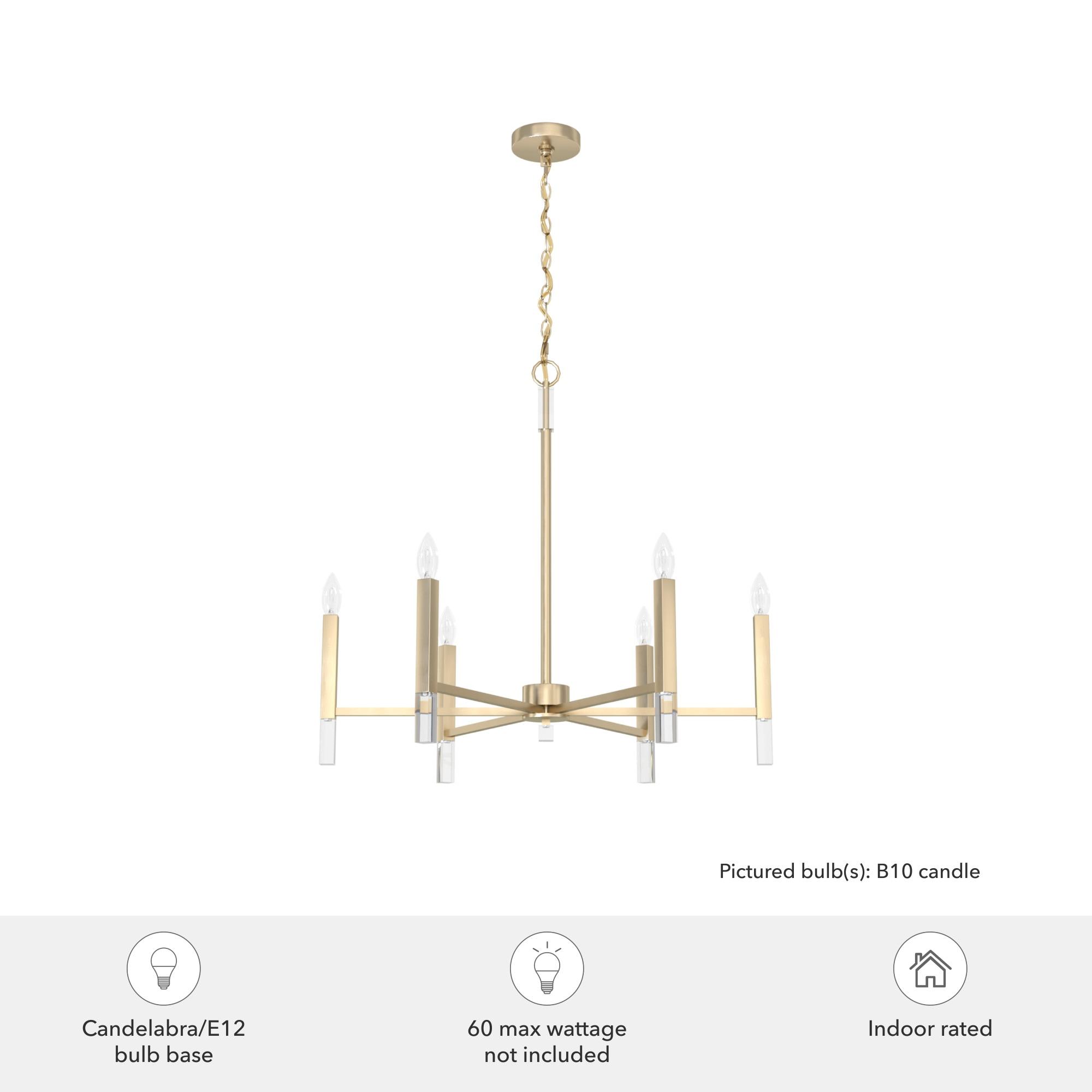 Hunter - Sunjai 6-light Alturas Gold, Large Chandelier, Dimmable, Formal Style, Candle Shaped, for Bedrooms, Kitchens, Dining, Living Rooms - 19519