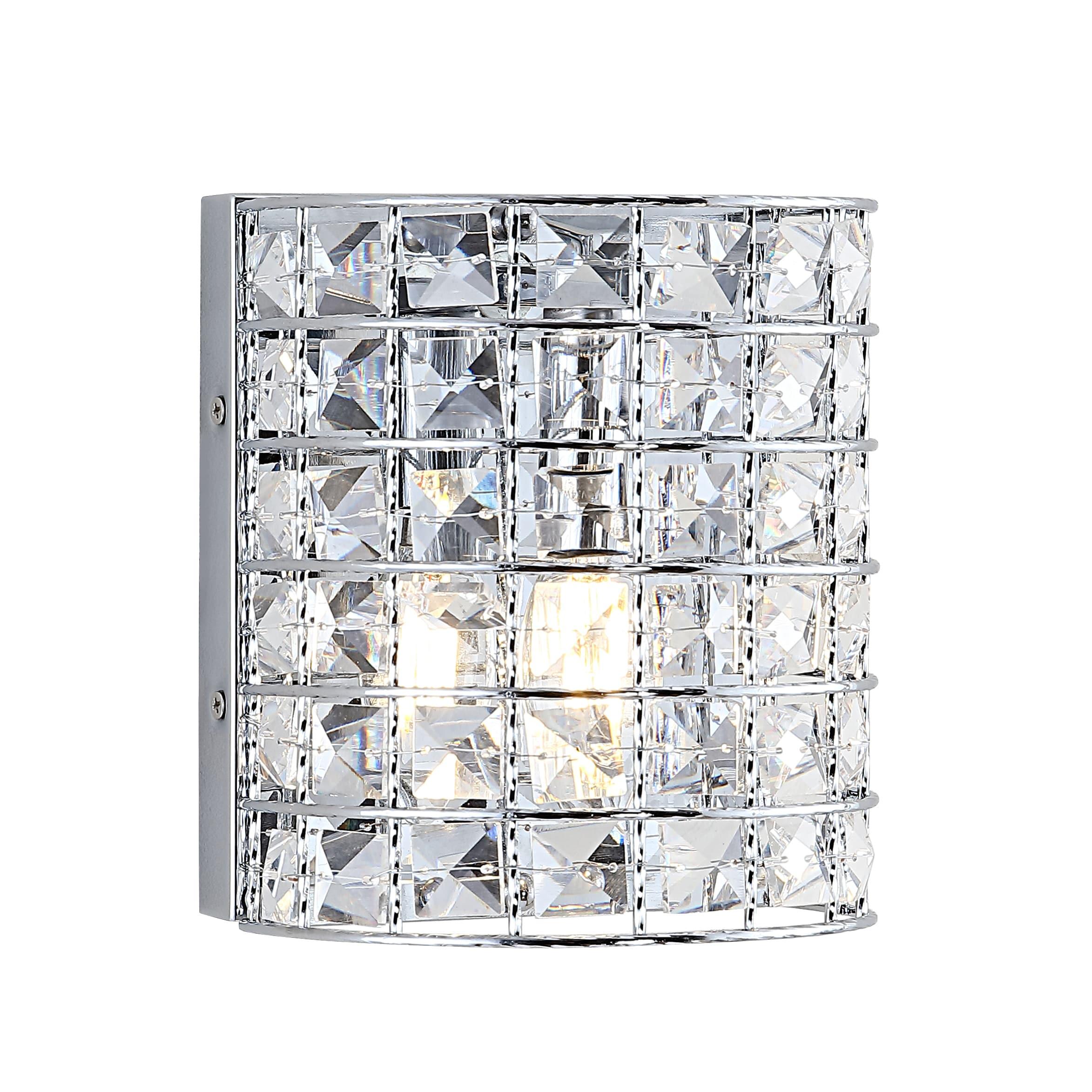 Clara Deco 6.25" 1-Light Metal/Crystal Classic Glam LED Vanity Light, Chrome