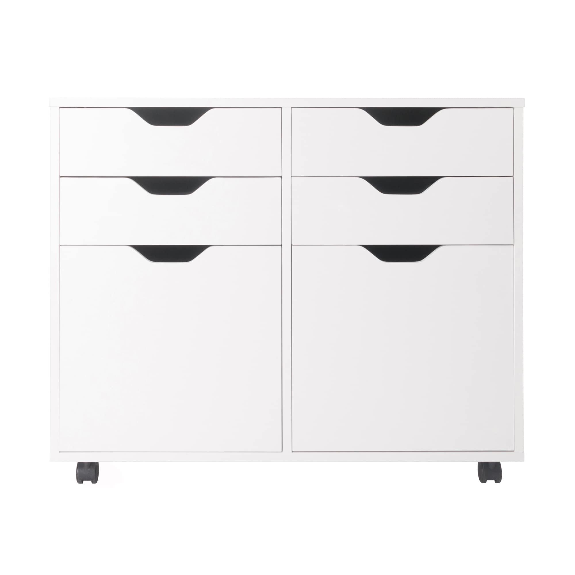 Halifax 2 Sections Mobile Storage Cabinet White - Winsome: Modern Accent Furniture with 4 Drawers & 2 Compartments