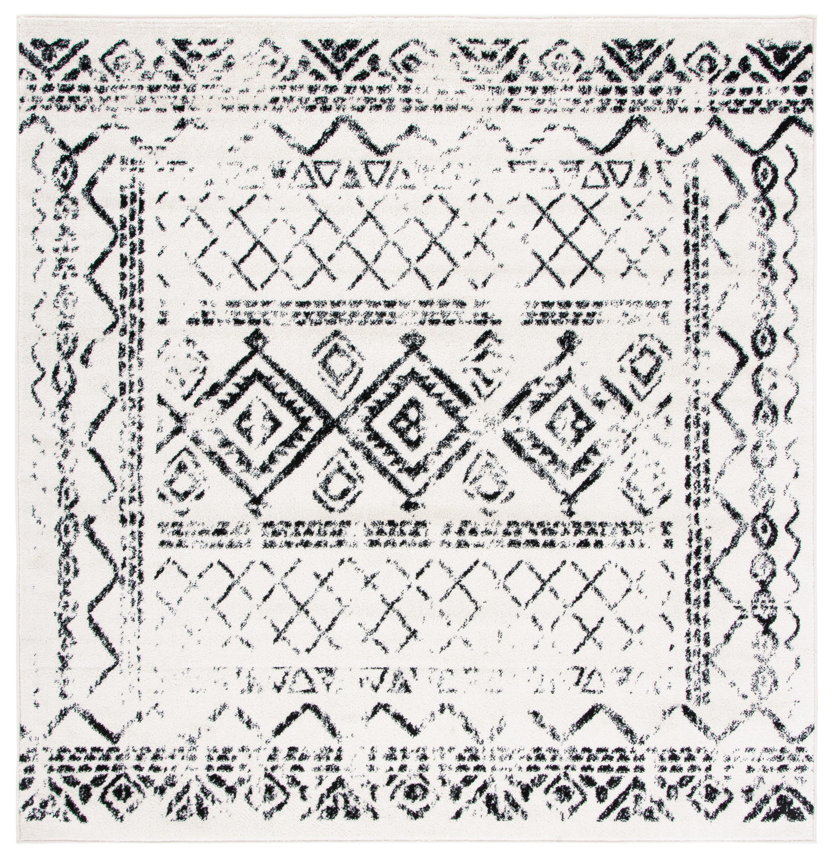 Tulum TUL268 Power Loomed Area Rug - Ivory/Black - 6'7"x6'7" - Safavieh.