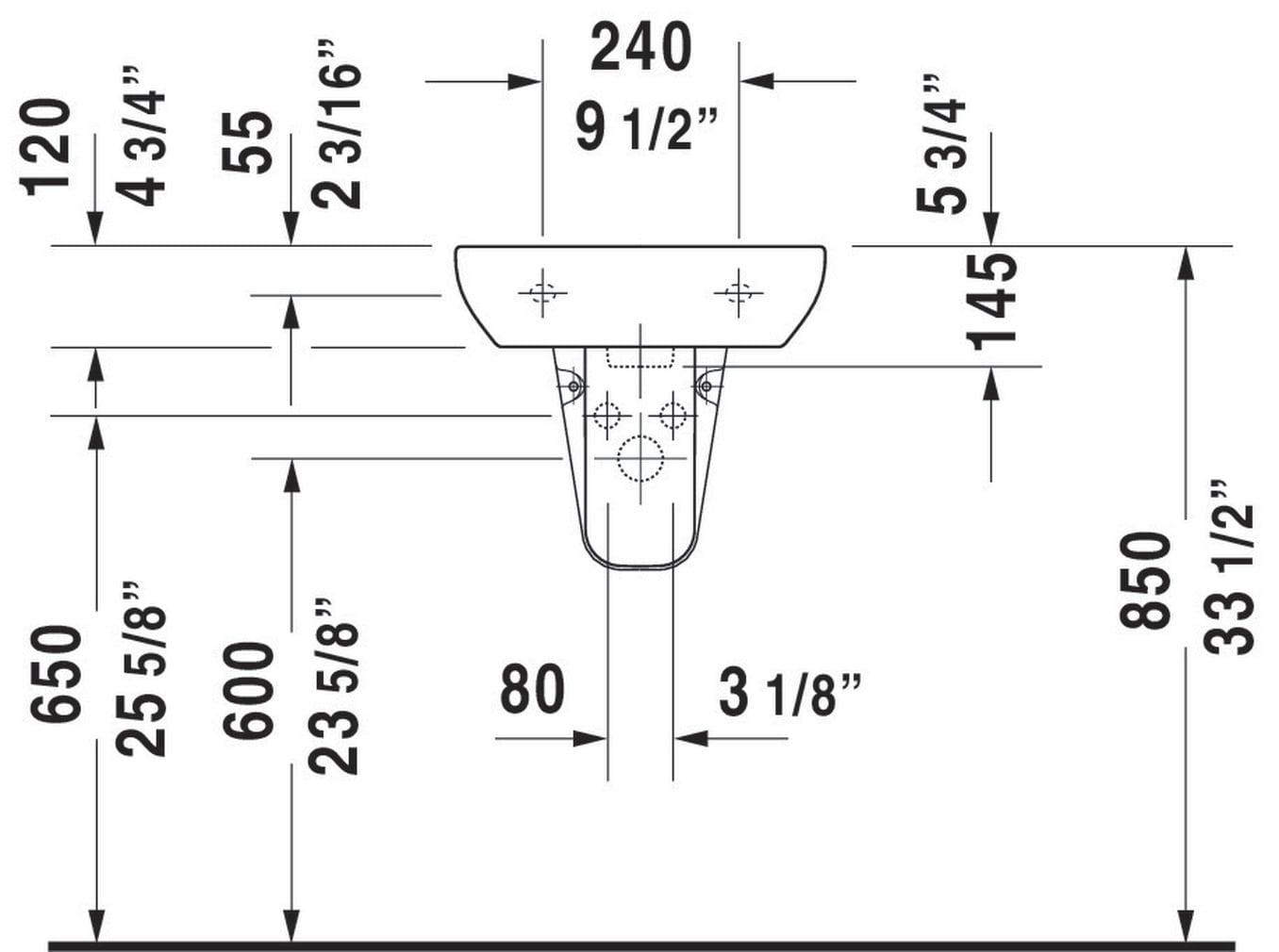 D-Code Ceramic 18" Bathroom Sink with Overflow