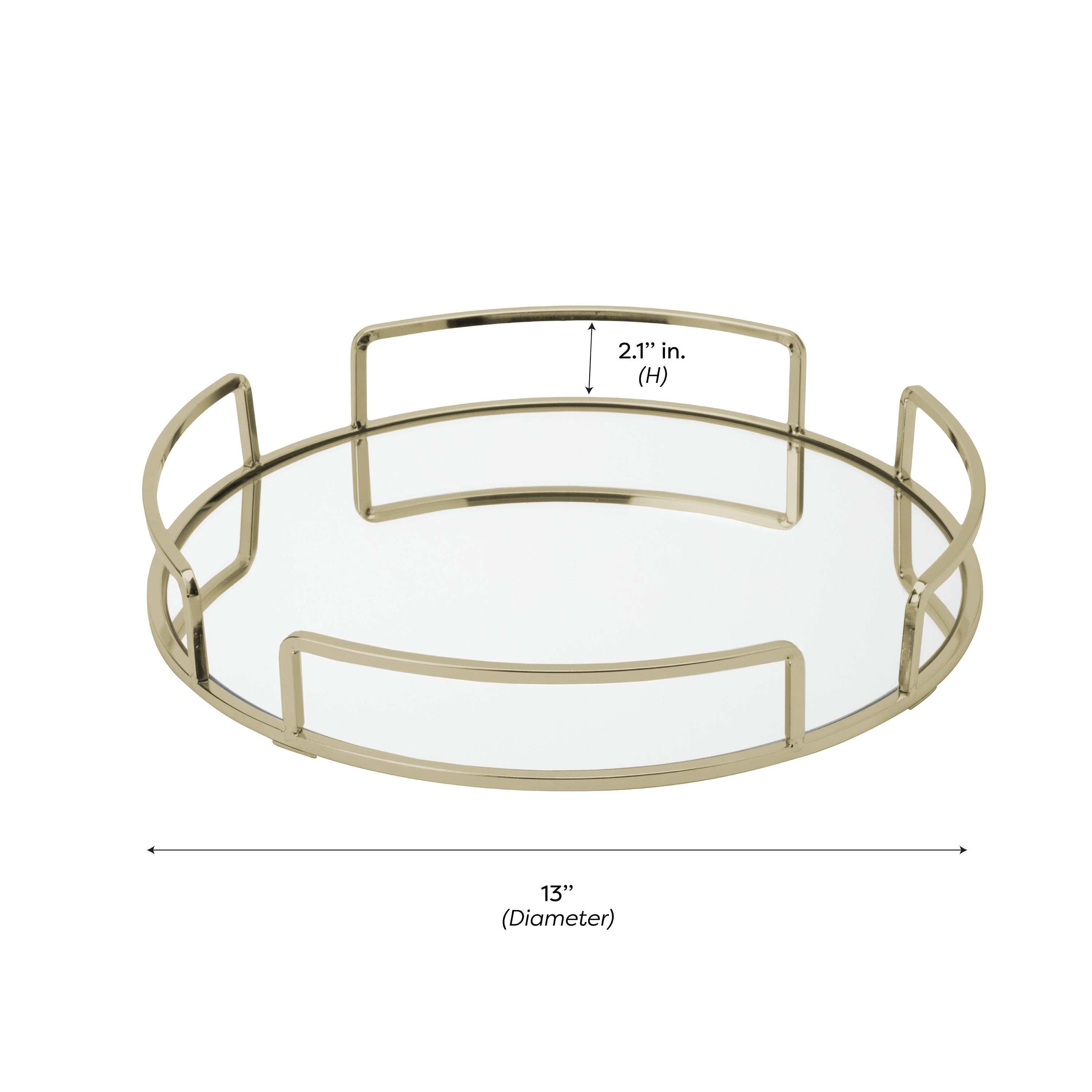 Home Details Modern Round Mirror Vanity Tray in Satin Gold