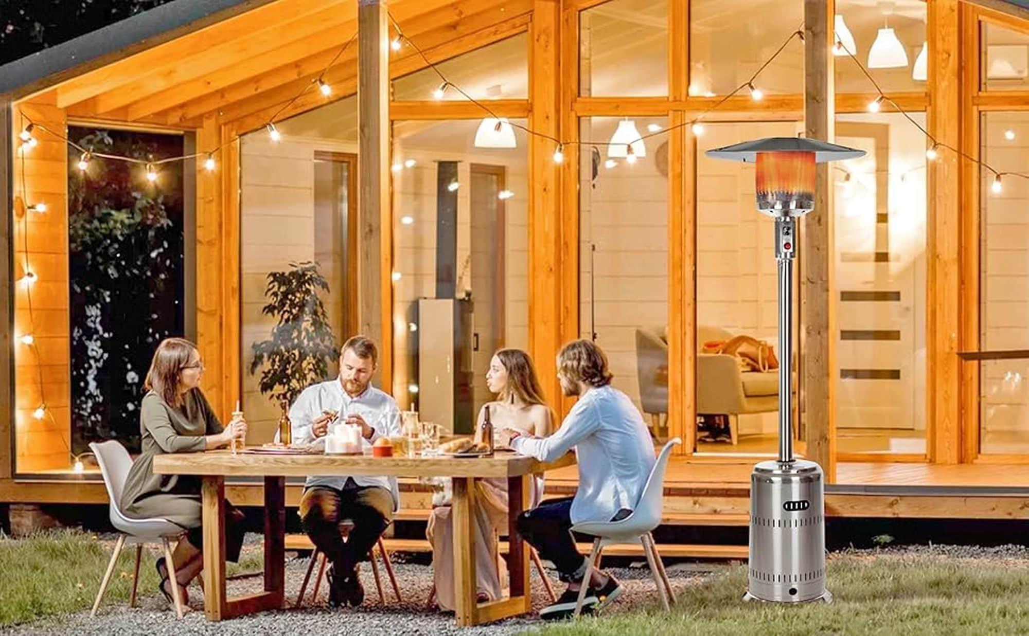 Fire Sense Fire Sense Performance Series Patio Heater with Wheels 50,000 BTU Output-Unpainted Stainless Steel