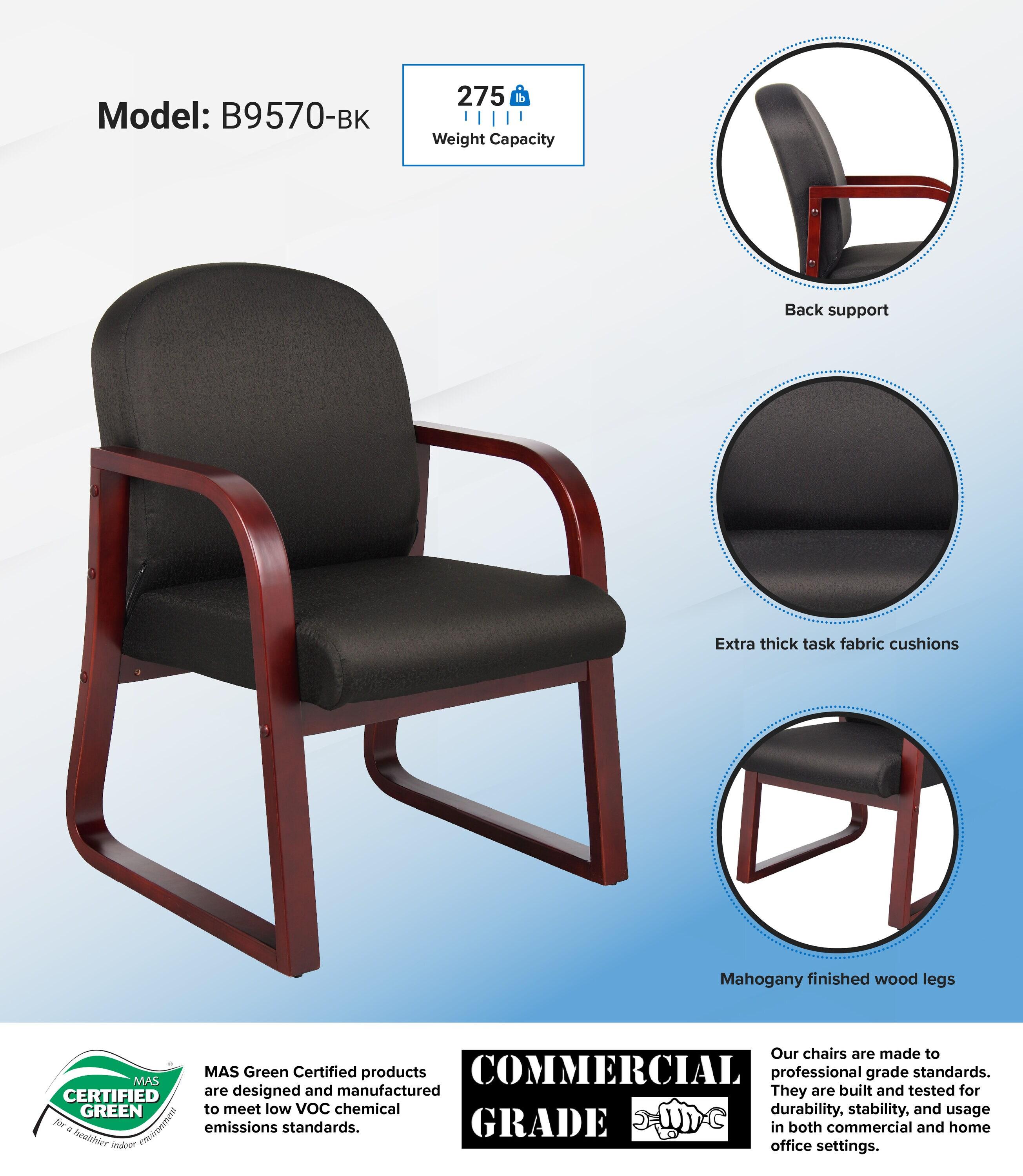 Boss Office Products Black Sled Base Reception Chair