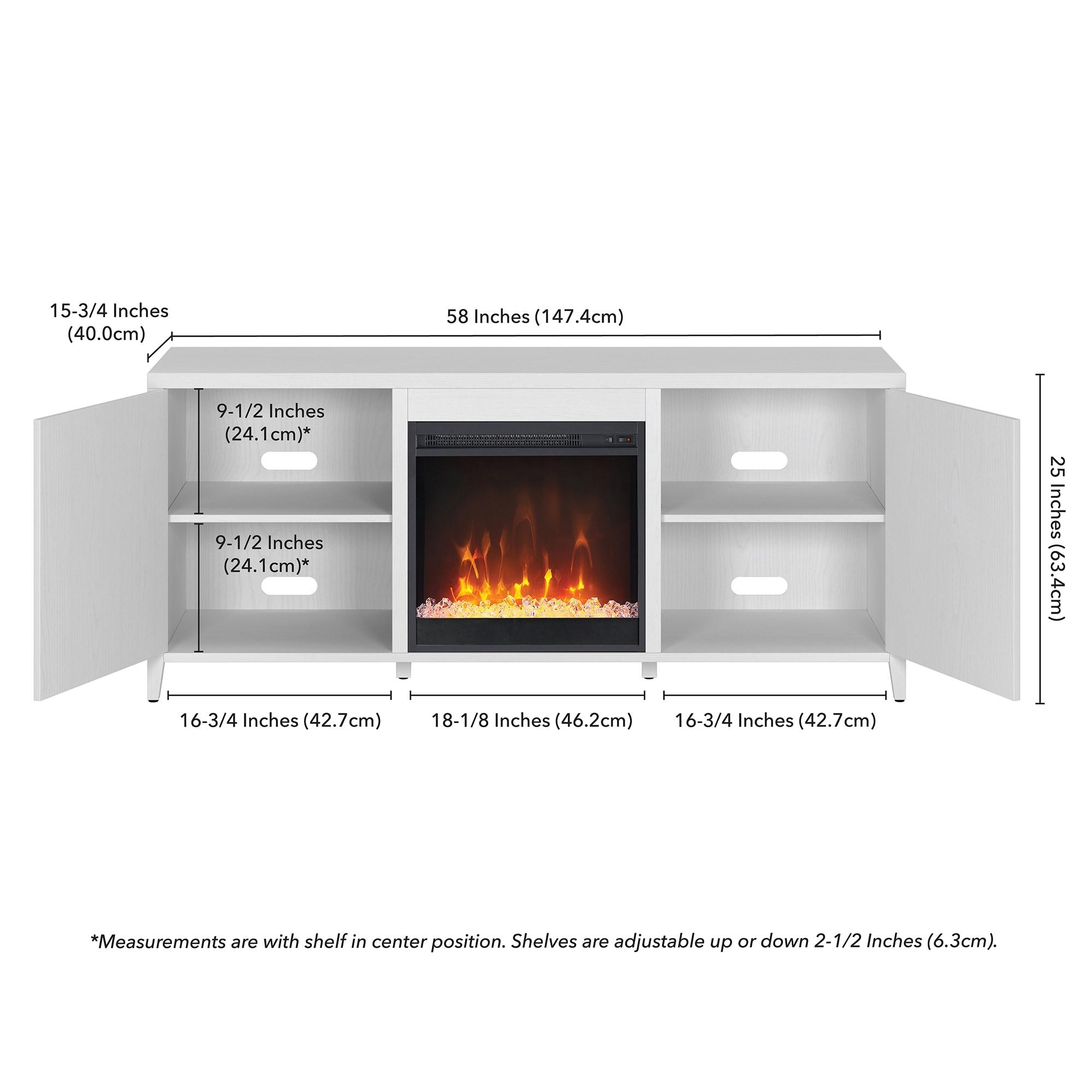 Evelyn&Zoe Jasper Rectangular TV Stand with Crystal Fireplace for TV's up to 65", White