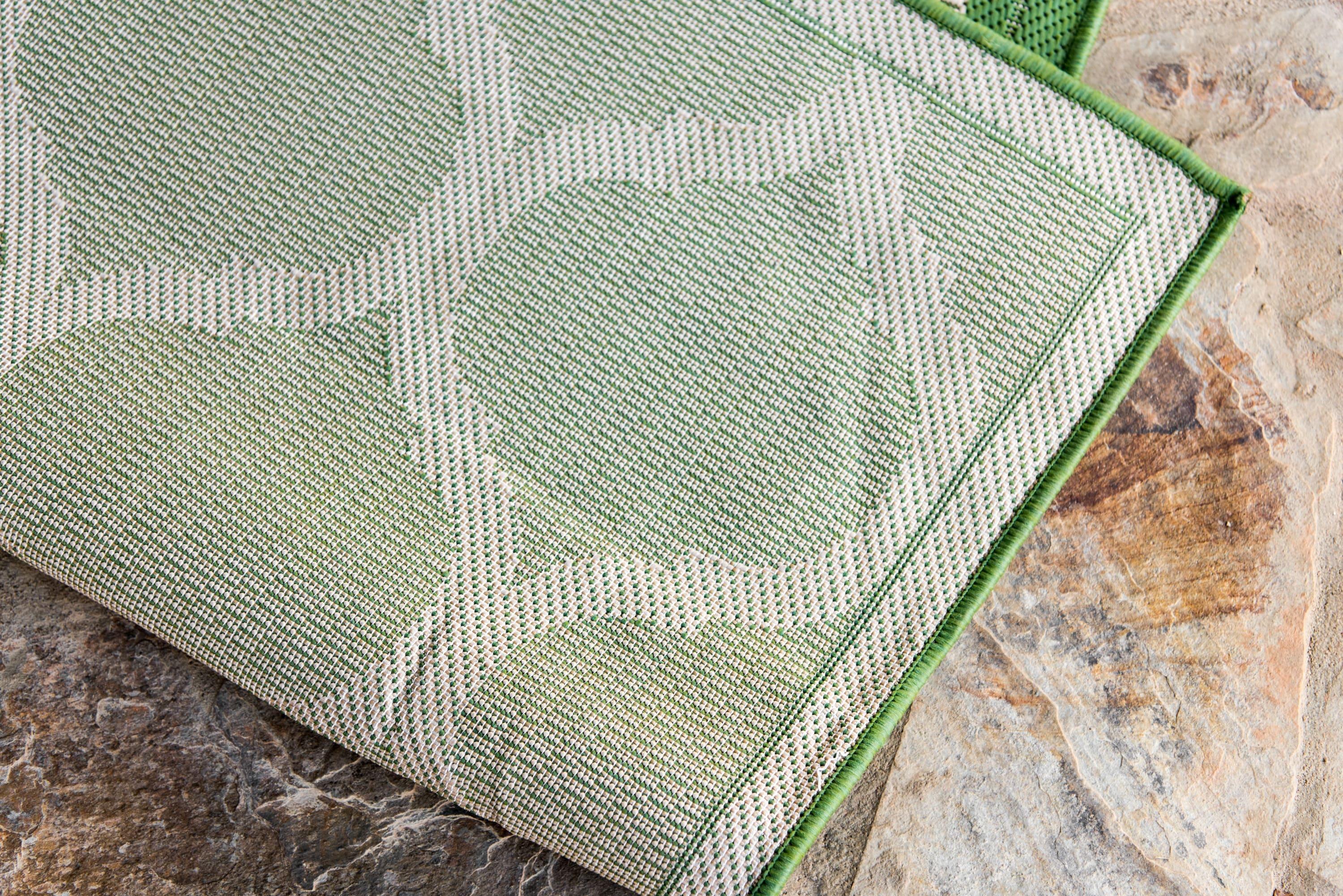 Unique Loom 6' 1 x 9' 0 Beige and Green Outdoor Trellis Moroccan Area Rug