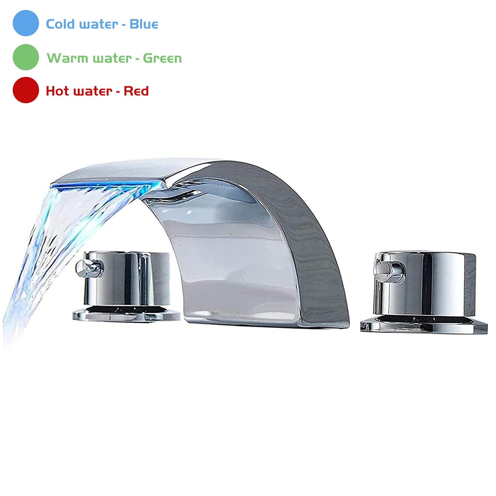 Polished Chrome 8 in. Widespread 2-Handle Bathroom Faucet with LED Light