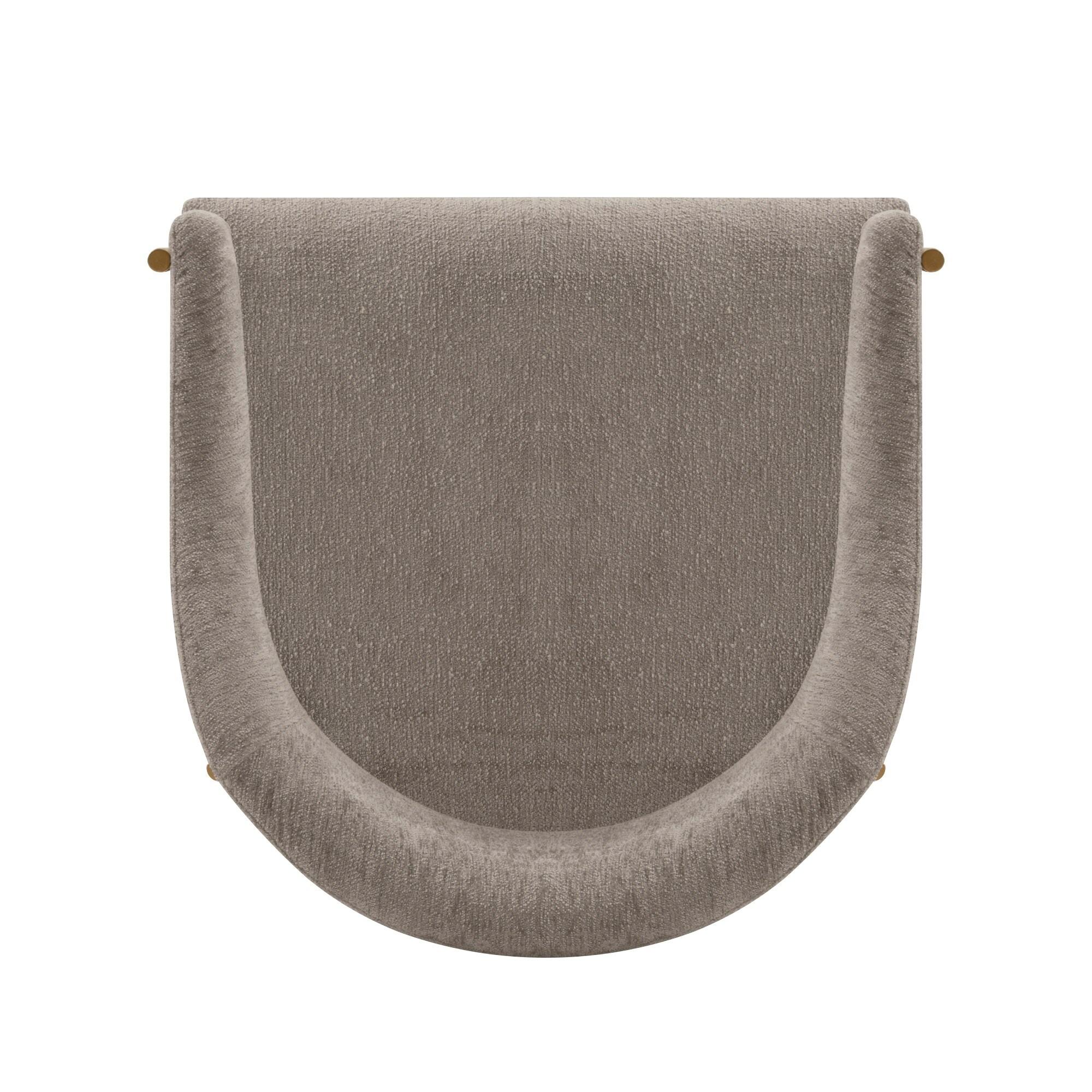 Lia Modern Boucle Upholstered Dining Armchair Stone Gray - Manhattan Comfort: Brushed Gold Accents, No Assembly Required