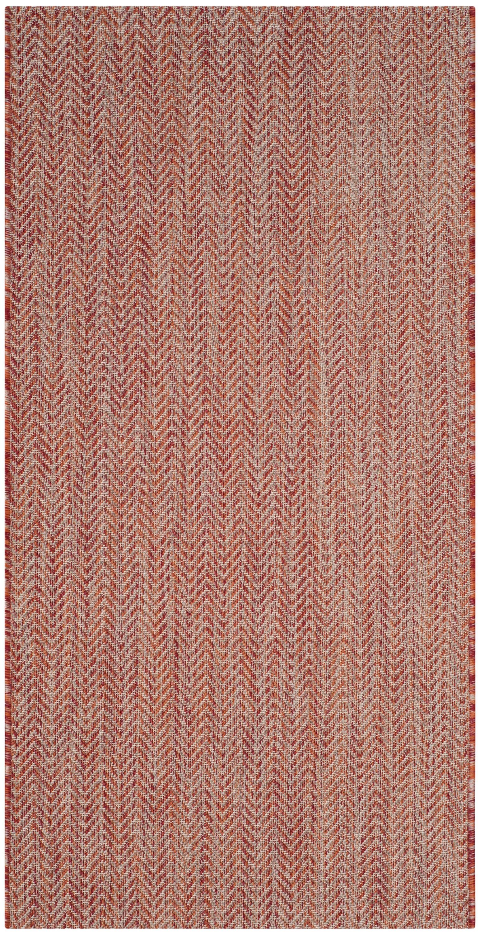 SAFAVIEH Courtyard Morven Chevron Stripes Indoor/Outdoor Area Rug, 2'7" x 5', Red/Beige