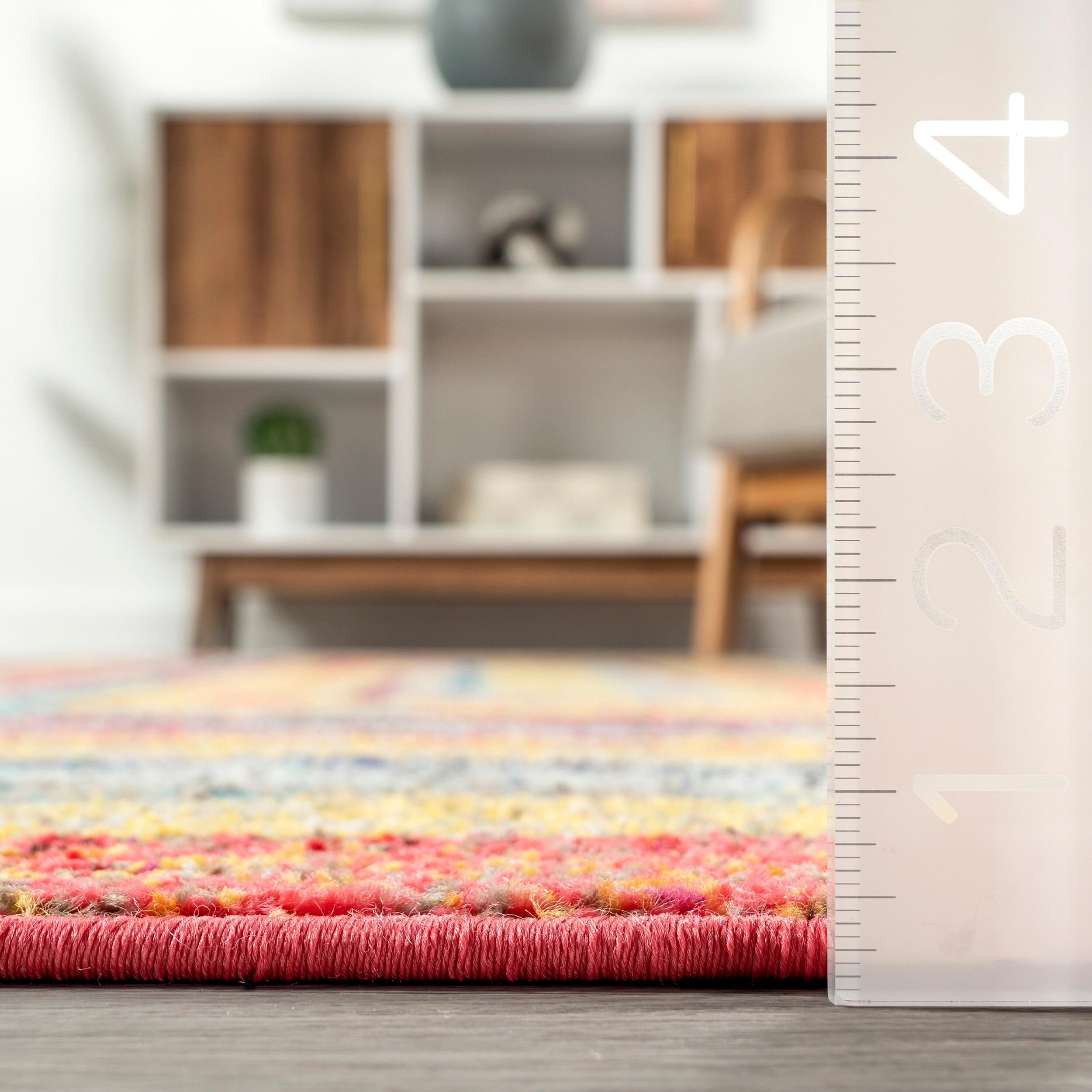 2'6"x10' Hargis Labyrinth Runner Rug Yellow - nuLOOM: Geometric Vintage Indoor Runner, Low Pile, Polypropylene