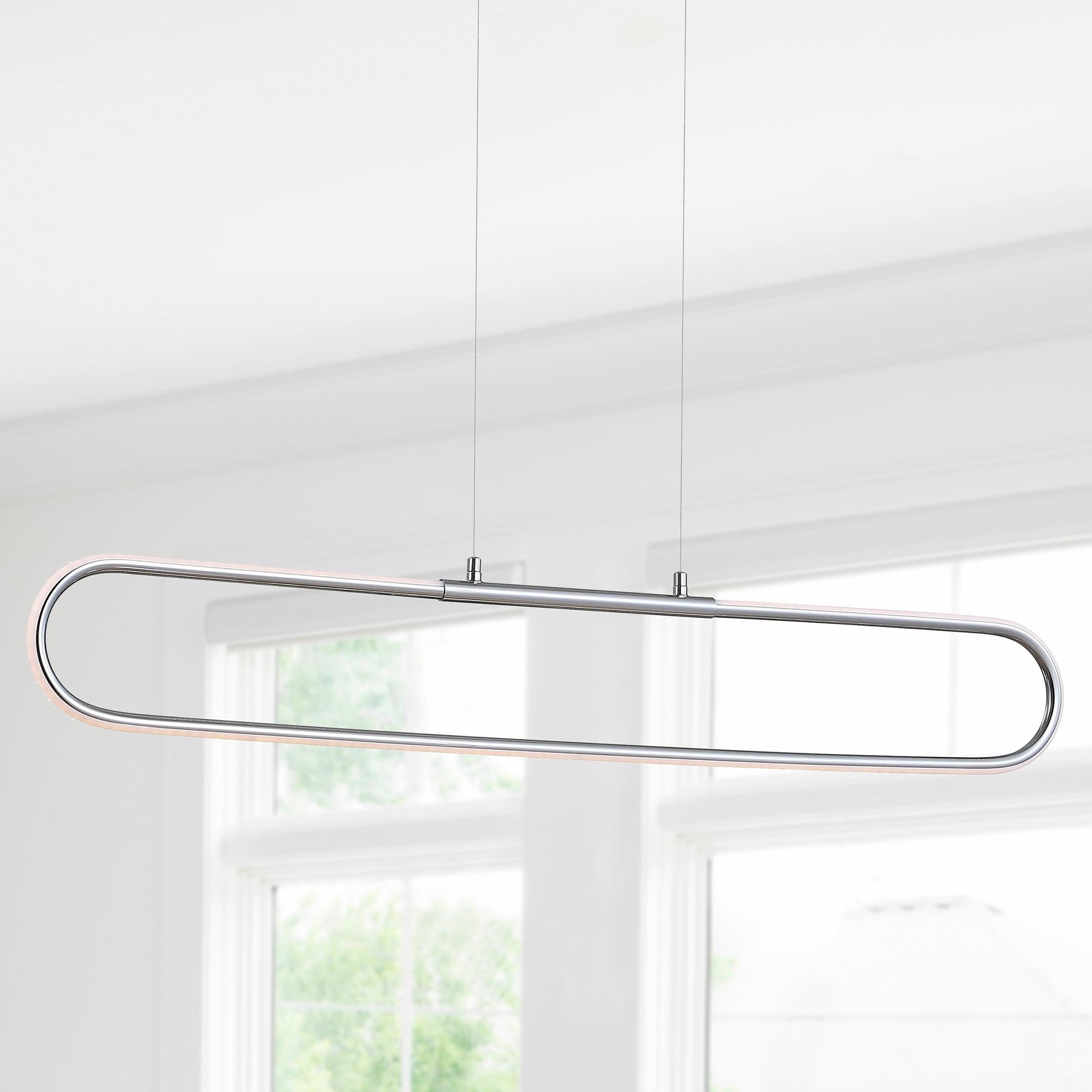 Ned 39" Dimmable Adjustable Integrated LED Metal Linear Pendant, Chrome