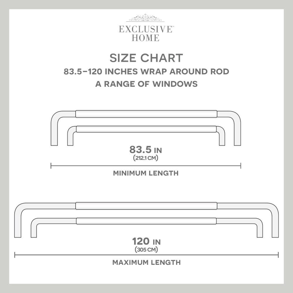 EXCLUSIVE HOME Fetter Wrap Around Double Curtain Rod, Matte Silver, 83.5"-120"