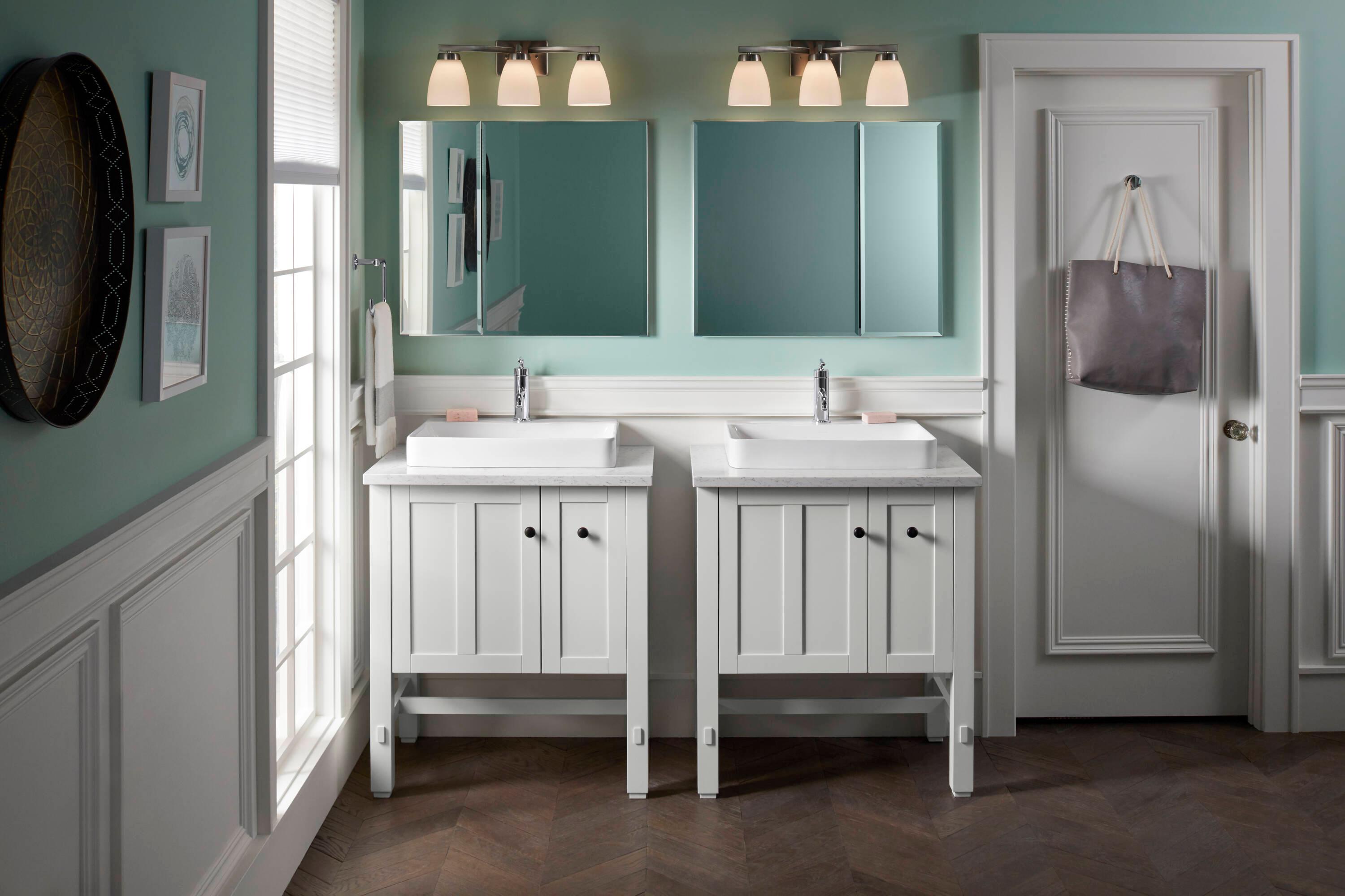 CLC Aluminum Two-Door Medicine Cabinet With Mirrored Doors, Beveled Edges