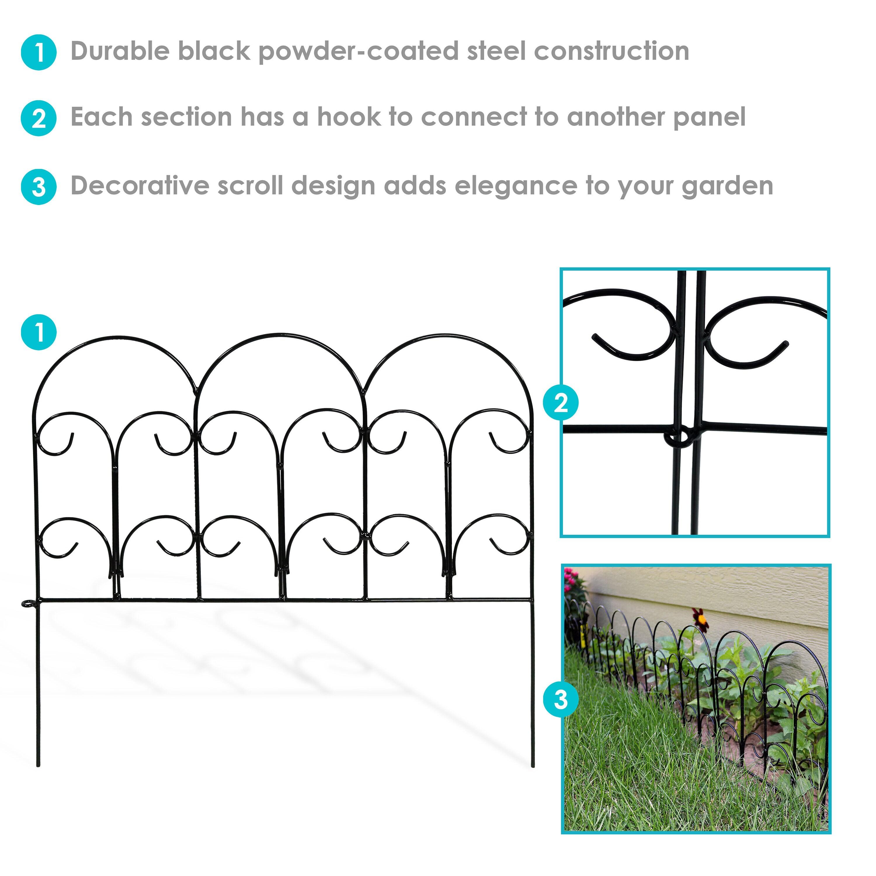 SunnyDaze Decor Victorian 16" x 18" Black Iron Decorative Garden Fence Panels (Set of 5)