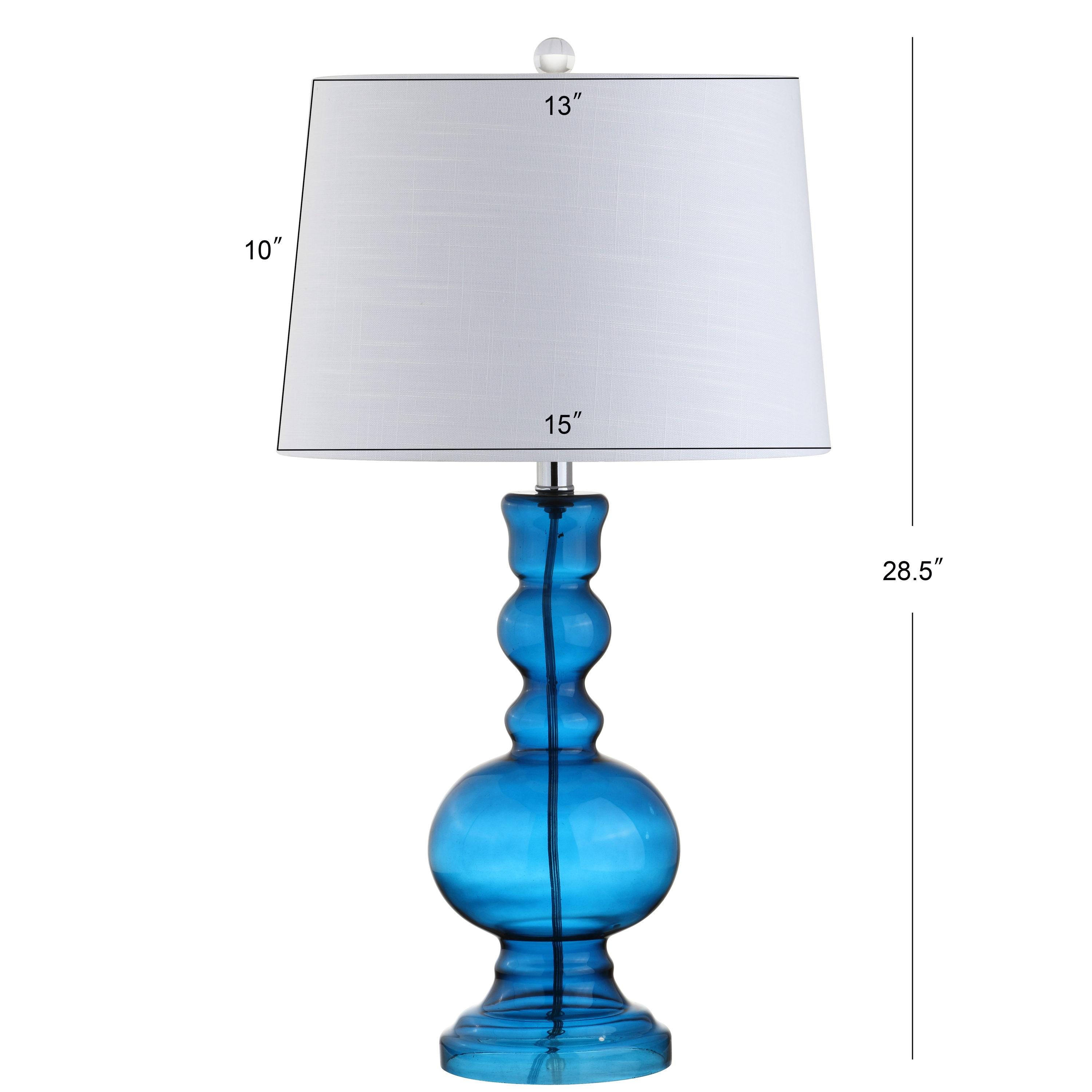 JONATHAN Y JYL1061C-SET2 Genie 28.5" Glass LED Table Lamp, Contemporary, Transitional for living room, dinning room, bedroom, office Bulb Included, Night Blue (Set of 2)