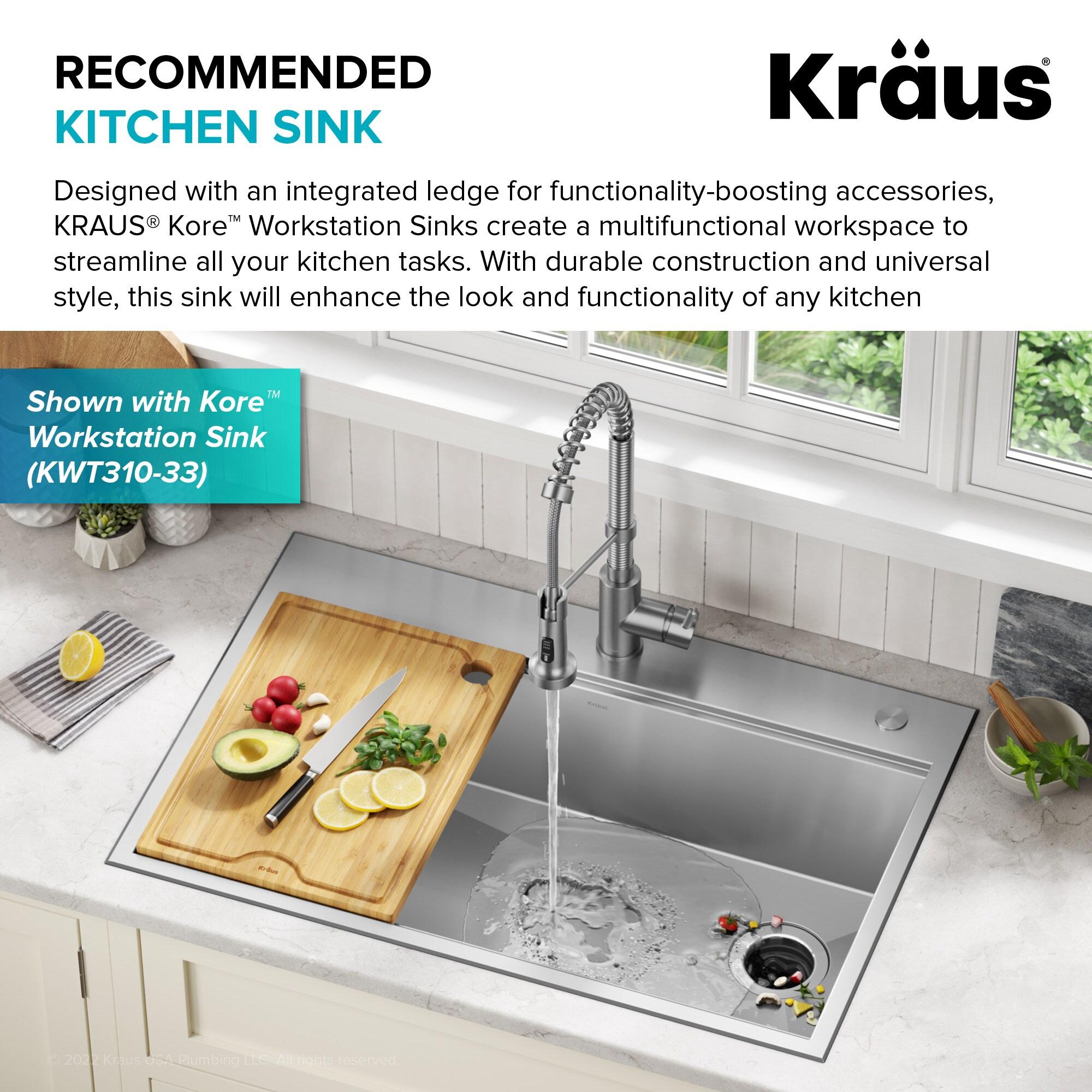 KRAUS Wasteguard High-Speed 3/4 HP Continuous Feed Ultra-Quiet Motor Garbage Disposal With Power Cord And Flange Included And Universal Mount, KWD210-75MGR