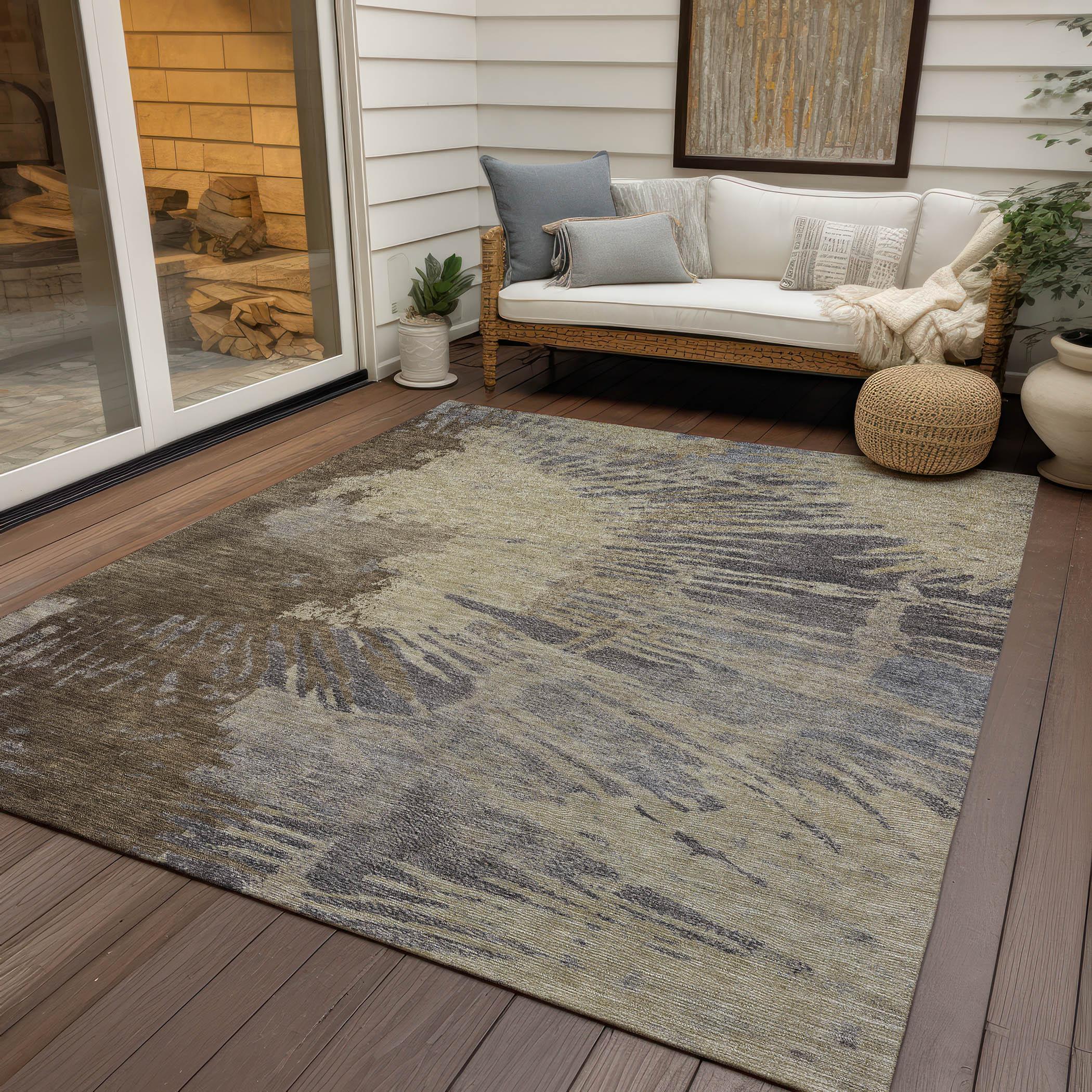 Addison Rugs Machine Washable Indoor/ Outdoor Chantille Modern Burst Rug Brown - 5' x 7'6"