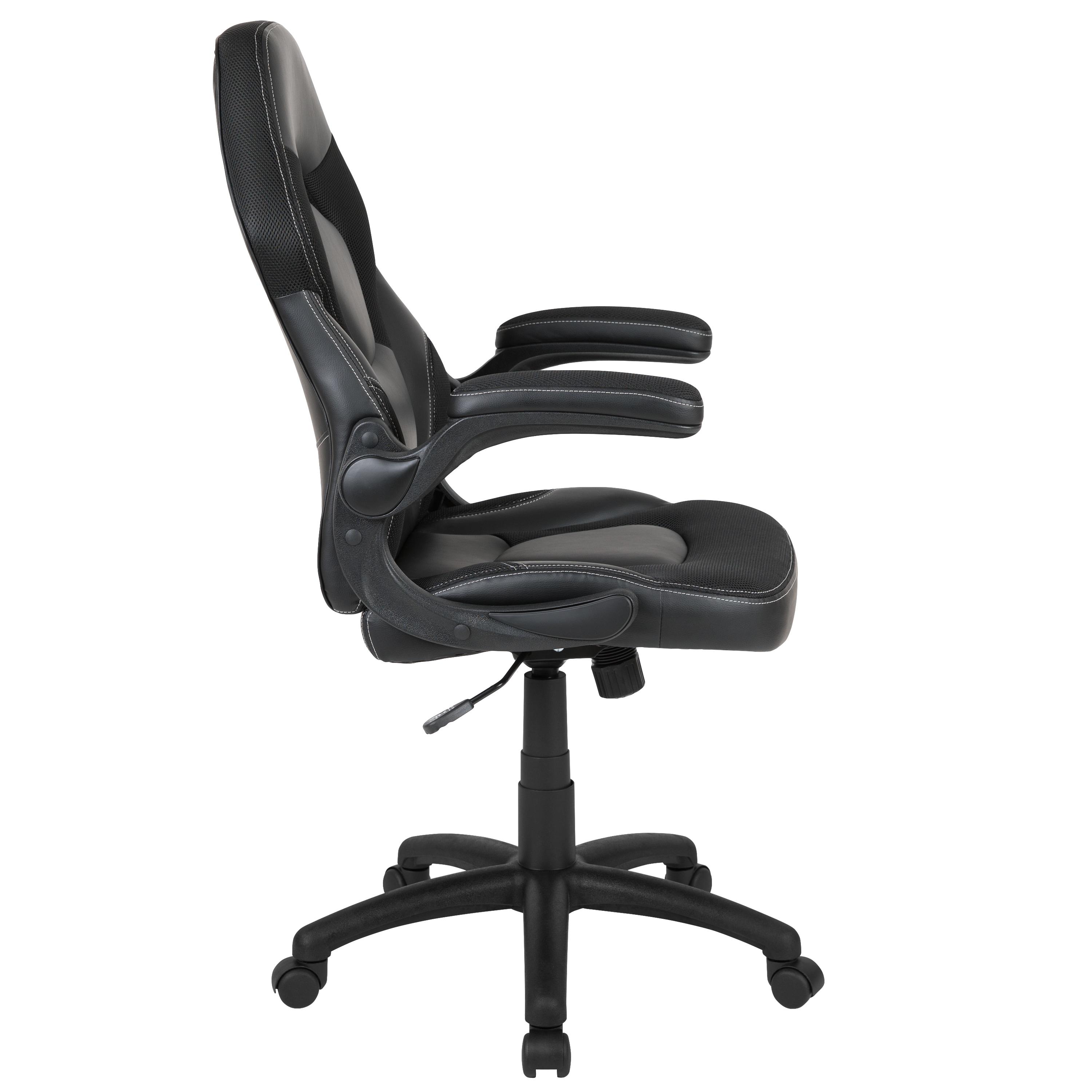 Flash Furniture X10 Gaming Chair, Racing Style Ergonomic Office Chair, Height Adjustable Swivel Computer Chair with Flip-Up Arms, Black LeatherSoft