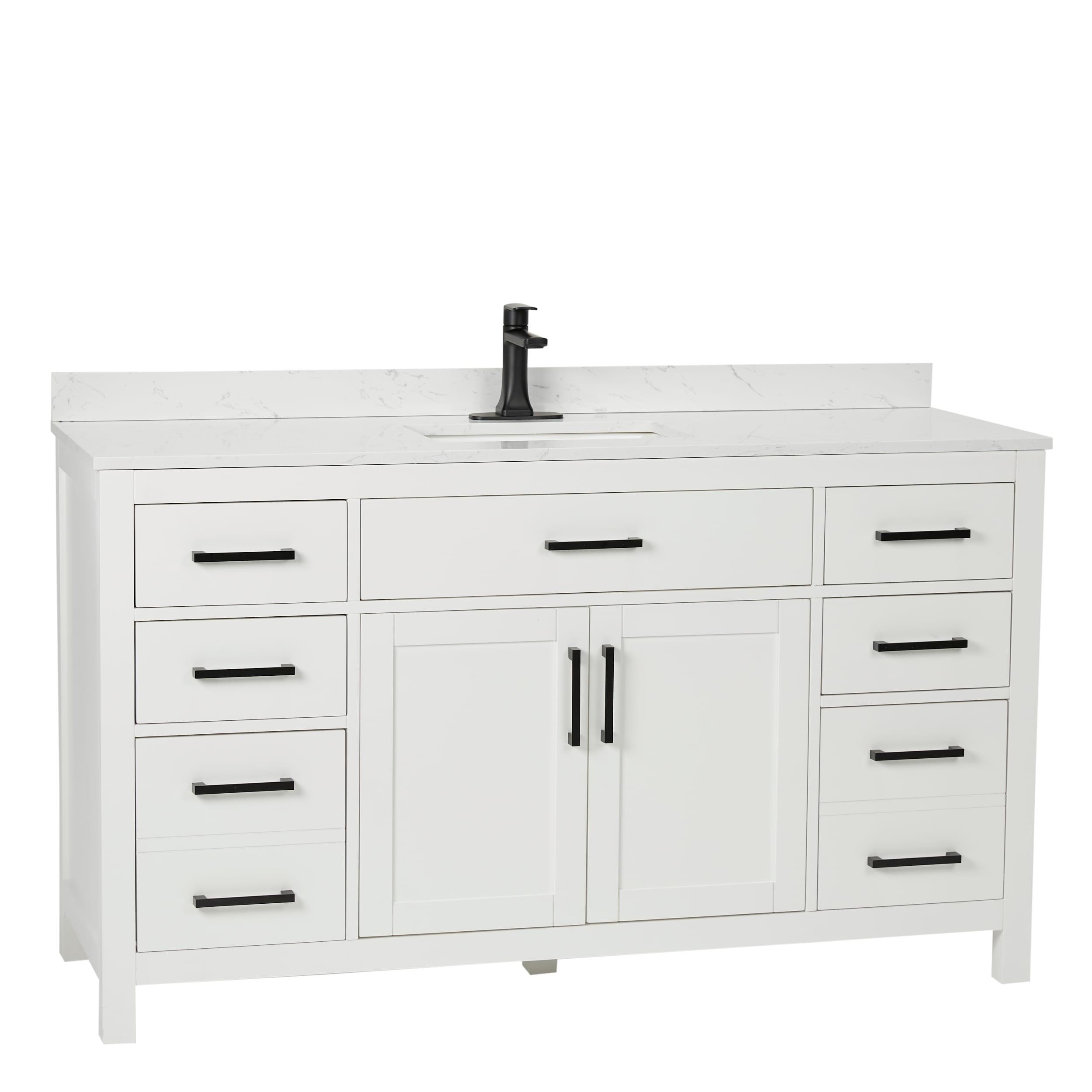 Beckett 60" Freestanding Single Bathroom Vanity with Cultured Marble Top